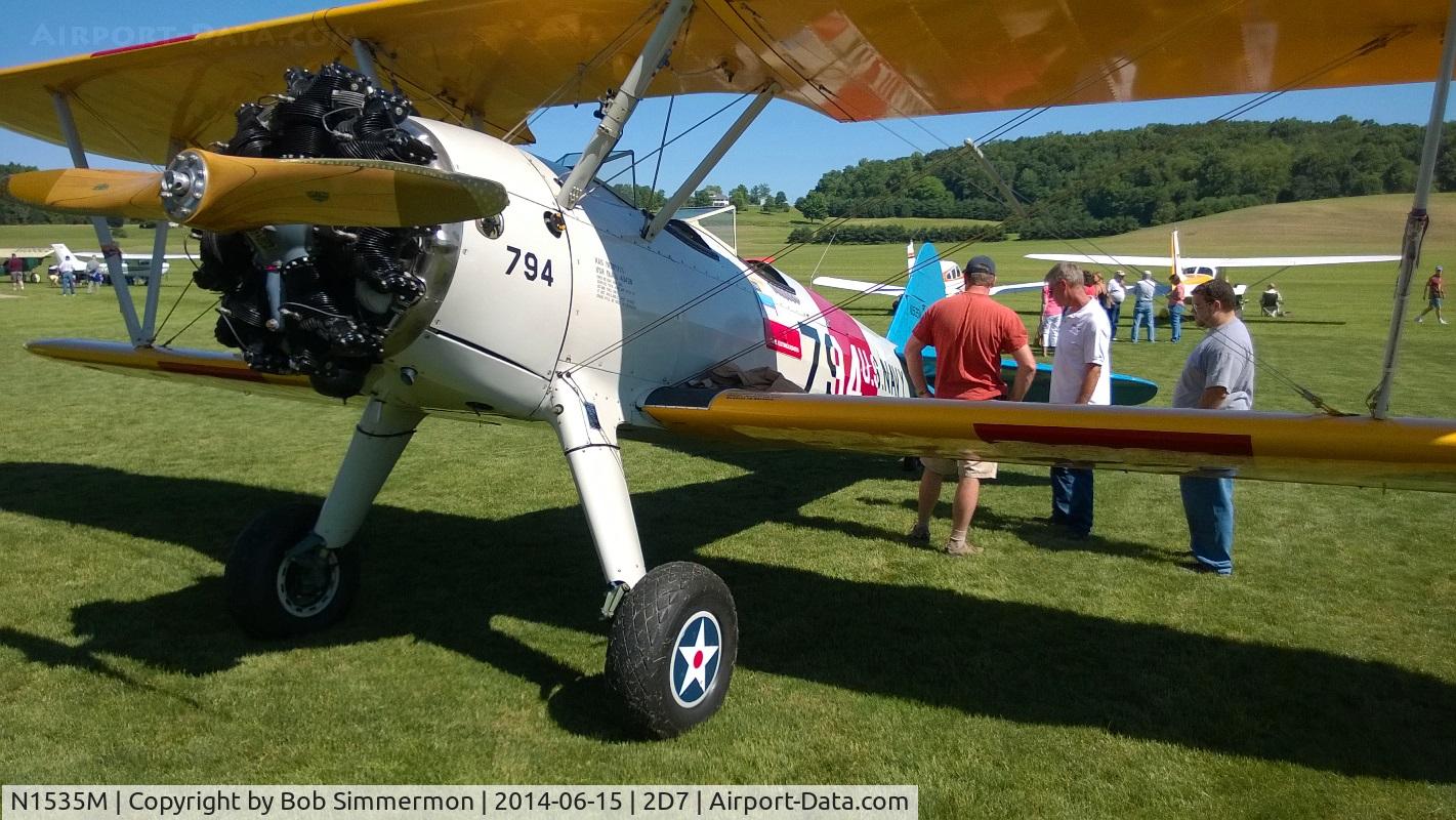 N1535M, 1943 Boeing E75N1 C/N 75-8520, Father's Day fly-in at Beach City, Ohio