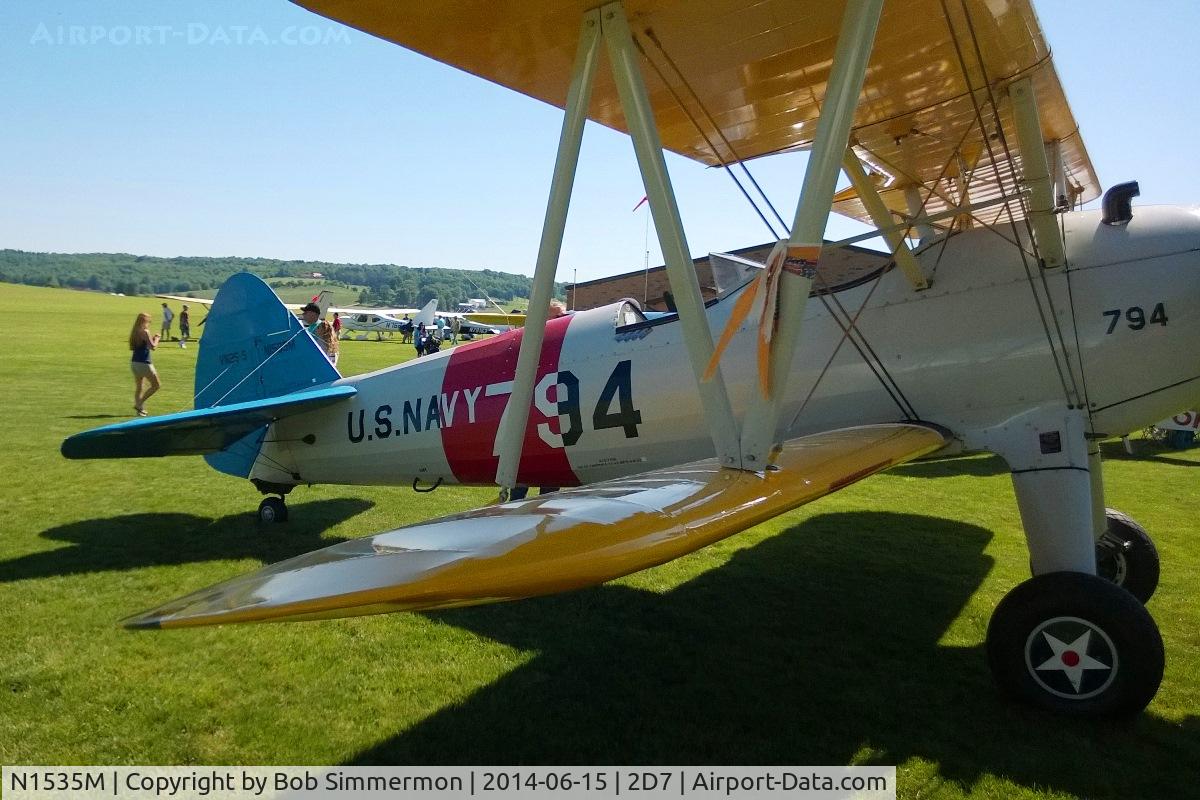 N1535M, 1943 Boeing E75N1 C/N 75-8520, Father's Day fly-in at Beach City, Ohio