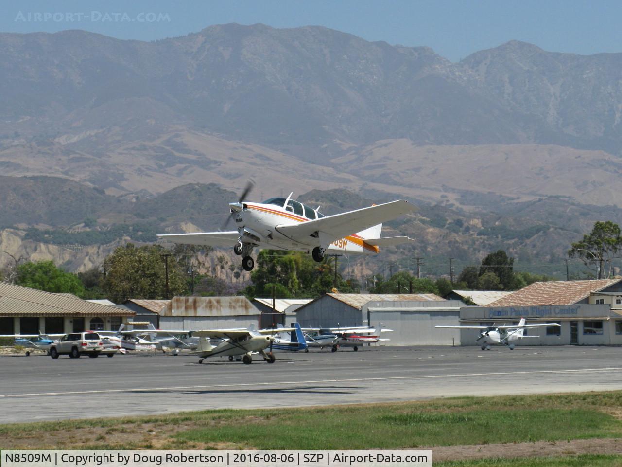 N8509M, 1963 Beech 35-B33 Debonair C/N CD-626, 1963 Beech 35-B33 DEBONAIR, Continental IO-470-J 225 Hp, takeoff climb Rwy 22