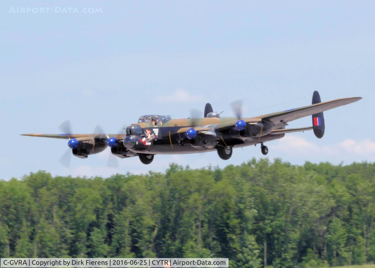 C-GVRA, 1945 Victory Aircraft Avro 683 Lancaster BX C/N FM 213 (3414), Low level flypast at the 2016 Quinte Airshow.