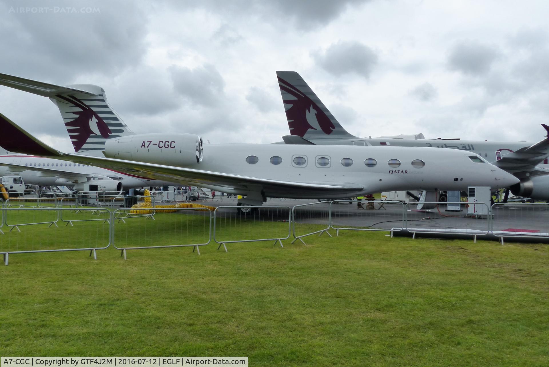A7-CGC, 2015 Gulfstream G-VI (G650ER) C/N 6179, A7-CGC at Farnborough 12.7.16