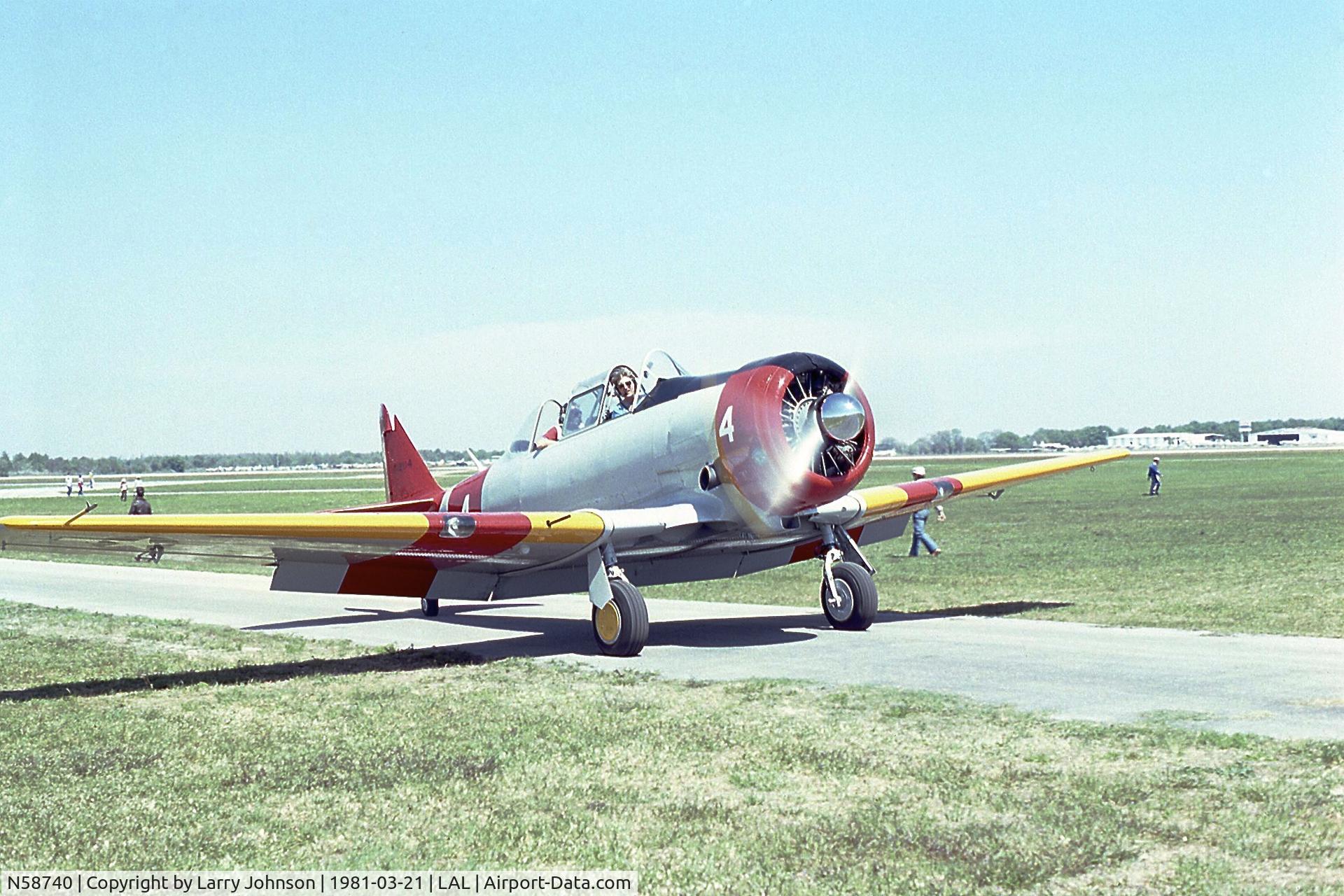 N58740, 1960 North American SNJ-6 Texan C/N 121-43069, I shot this SNJ-6 in LAL on 3-21-81.