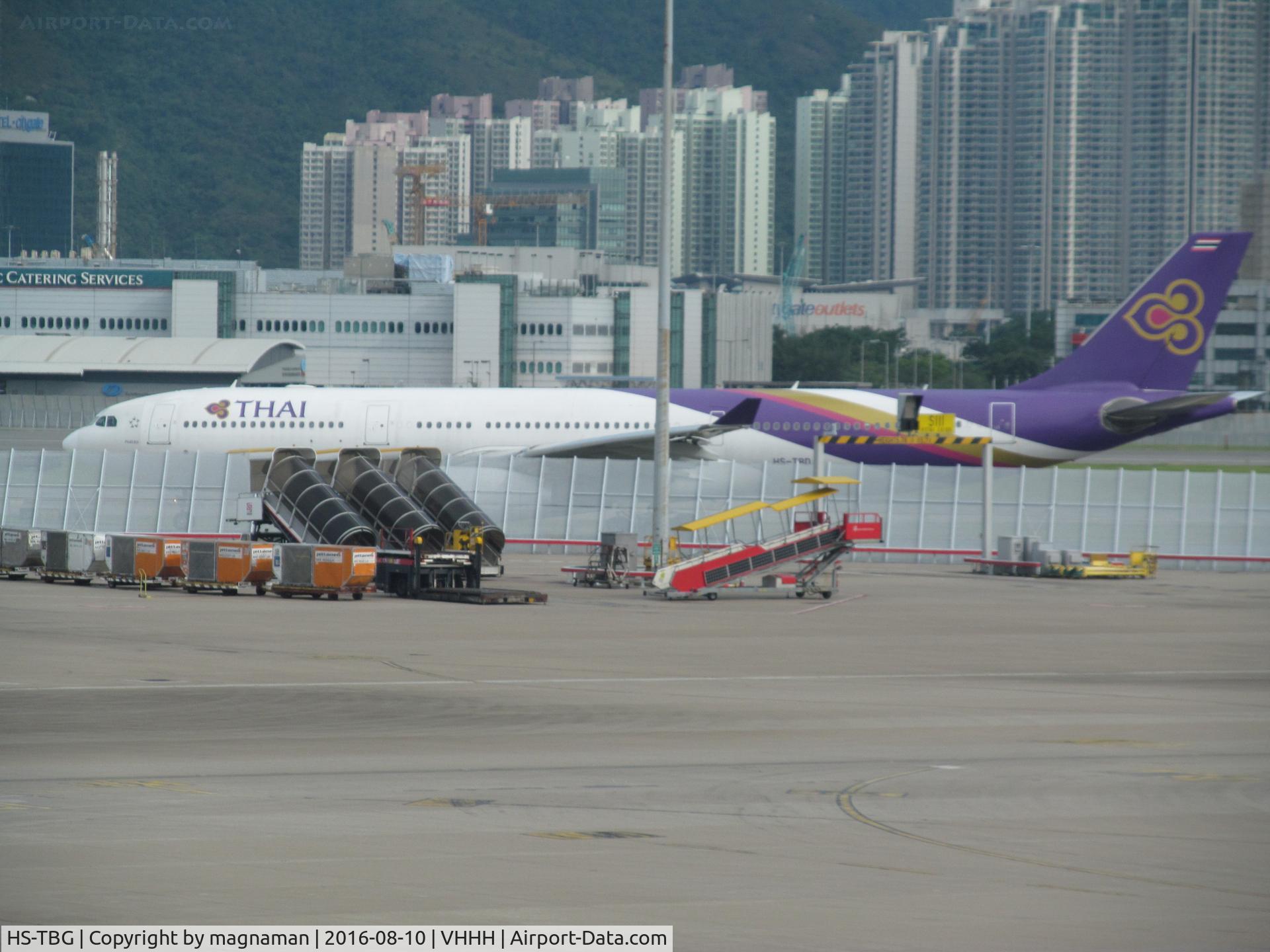 HS-TBG, 2013 Airbus A330-343X C/N 1408, leaving hkg