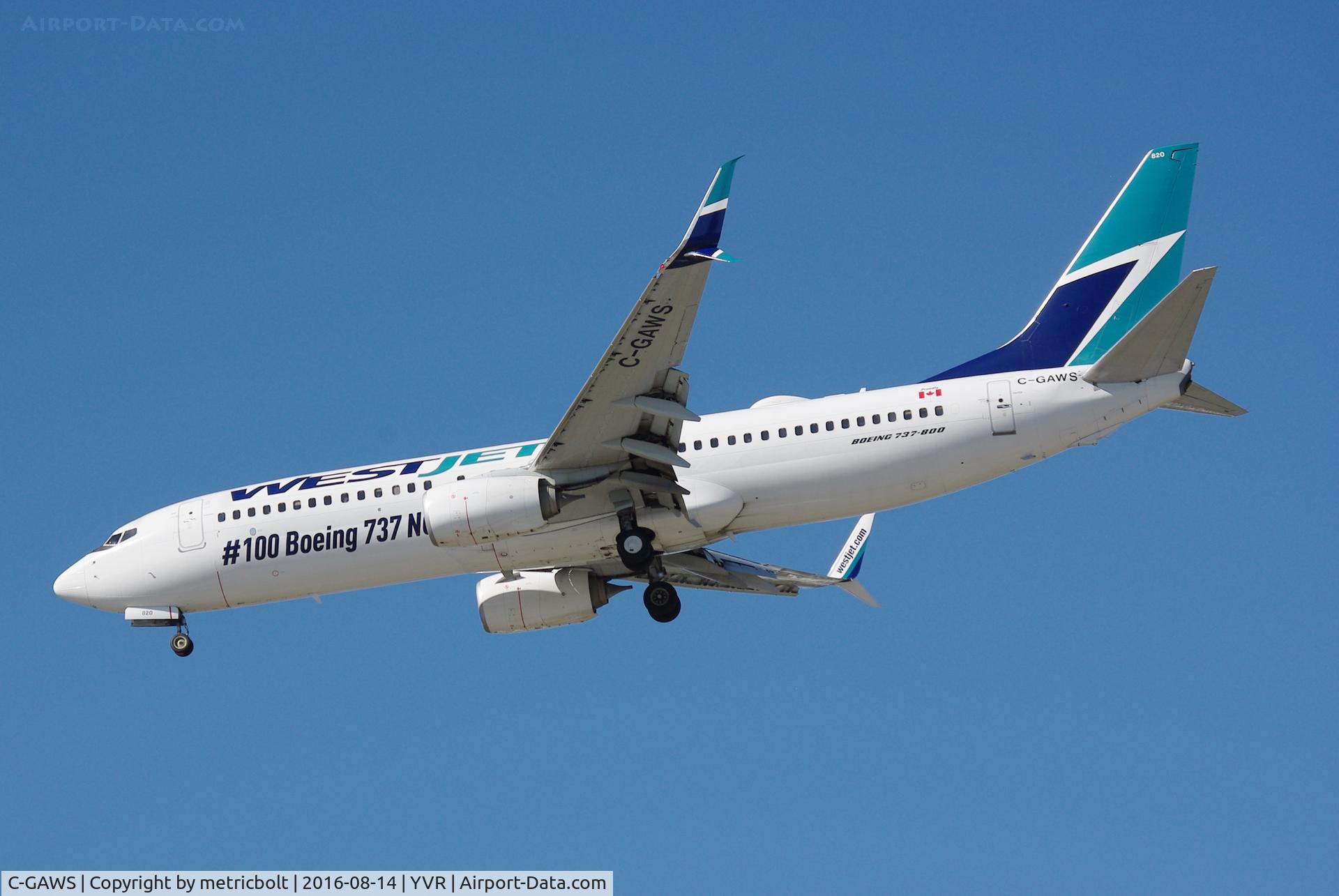 C-GAWS, 2012 Boeing 737-8CT C/N 38880, Arrival in YVR