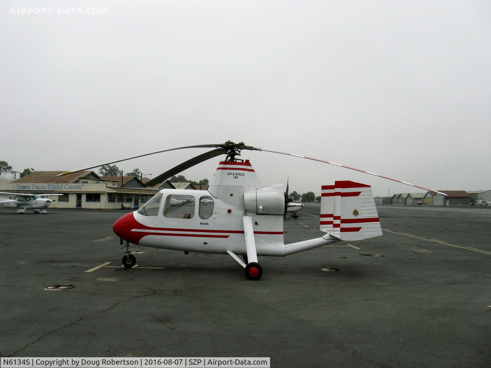 N6134S, 1965 Air & Space America Inc 18A C/N 18-41, 1965 Air & Space Mfg. Inc. 18A jump-start autogyro, Lycoming O&VO-360 180 Hp, A&P owner has three of these rare birds, foggy day