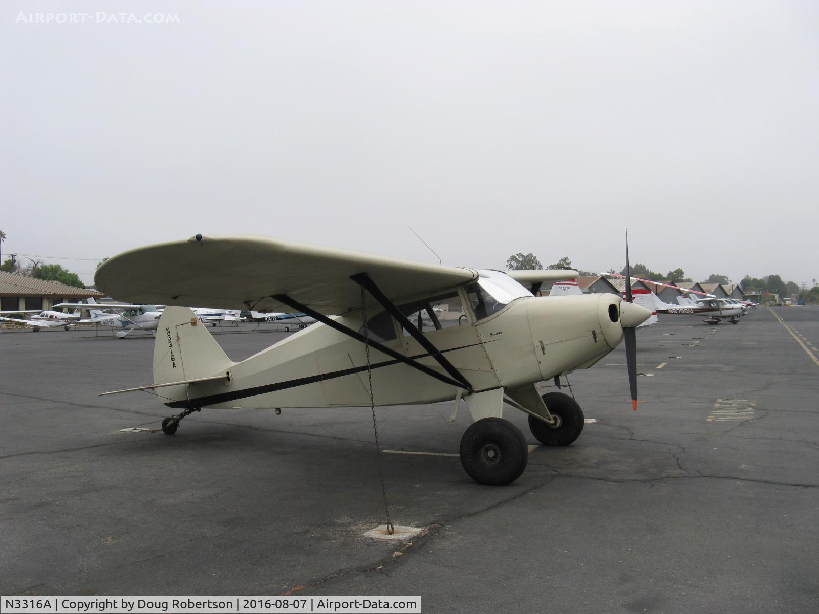 N3316A, Piper PA-22-235 C/N 22-1593, Piper PA-22-135 TRI-PACER, Lycoming O-290-D2 135 Hp, tail-wheel conversion, on transient ramp