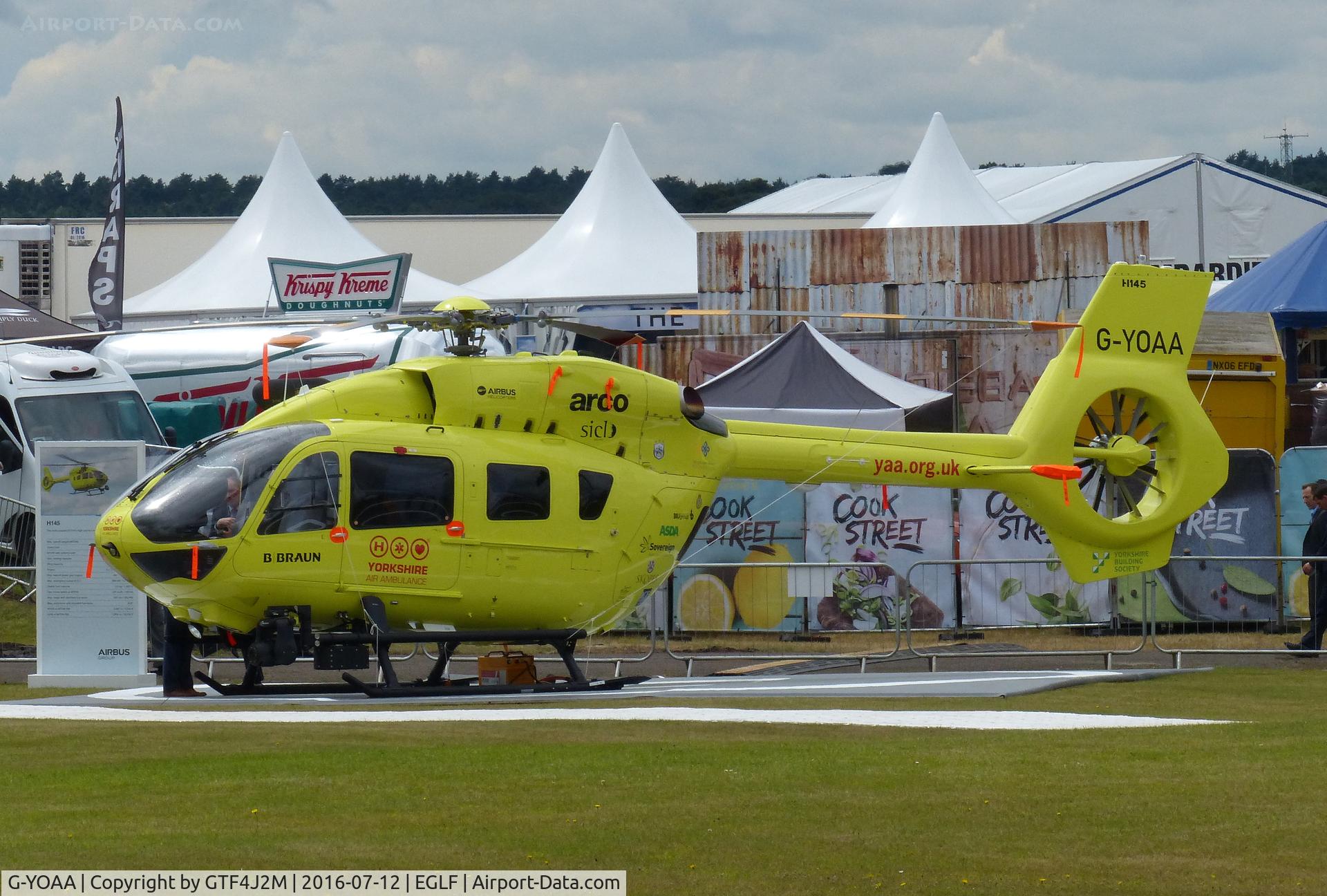 G-YOAA, 2016 Airbus Helicopters H-145 (BK-117D-2) C/N 20086, G-YOAA at Farnborough 12.7.16