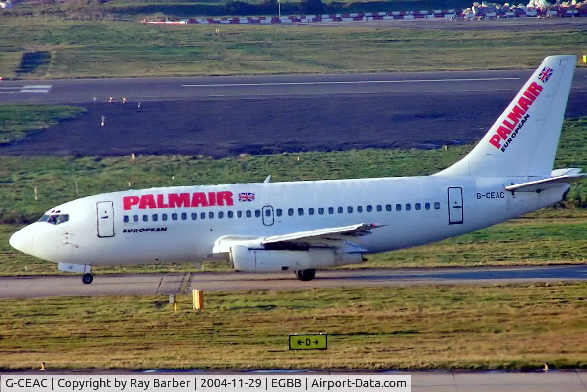G-CEAC, 1974 Boeing 737-229 C/N 20911, Boeing 737-229 [20911] (Palmair European) Birmingham Int'l~G 29/11/2004