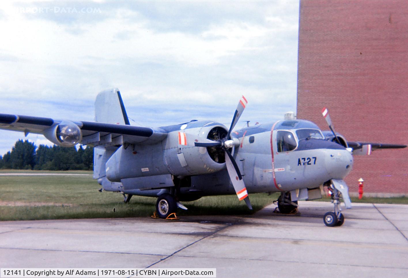 12141, De Havilland Canada CP-121 Tracker C/N DHC40, CP-121 Tracker 12141 shown at Canadian Forces Base Borden, Ontario in August 1971 when it carried the number A727 and was in use as an instructional airframe.