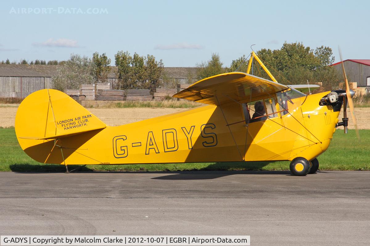 G-ADYS, 1935 Aeronca C-3 C/N A-600, Aeronca C3. Hibernation Fly-In, The Real Aeroplane Company, Breighton Airfield, October 2012.