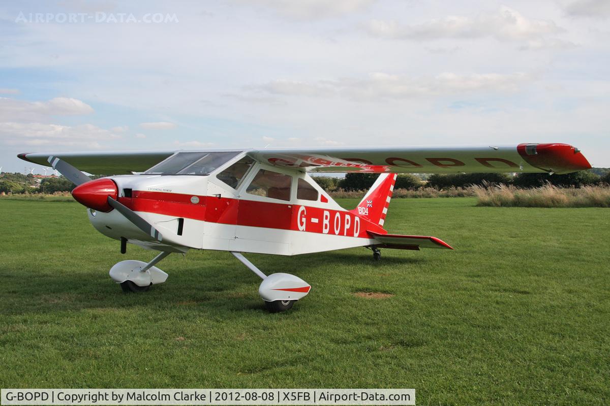 G-BOPD, 1974 Bede BD-4 C/N 632, Bede BD-4 at Fishburn Airfield, August 8th 2012.
