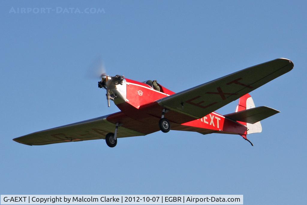 G-AEXT, 1937 Dart Kitten II C/N 123, Dart Kitten II at The Real Aeroplane Company's Hibernation Fly-In, October 7th 2012.