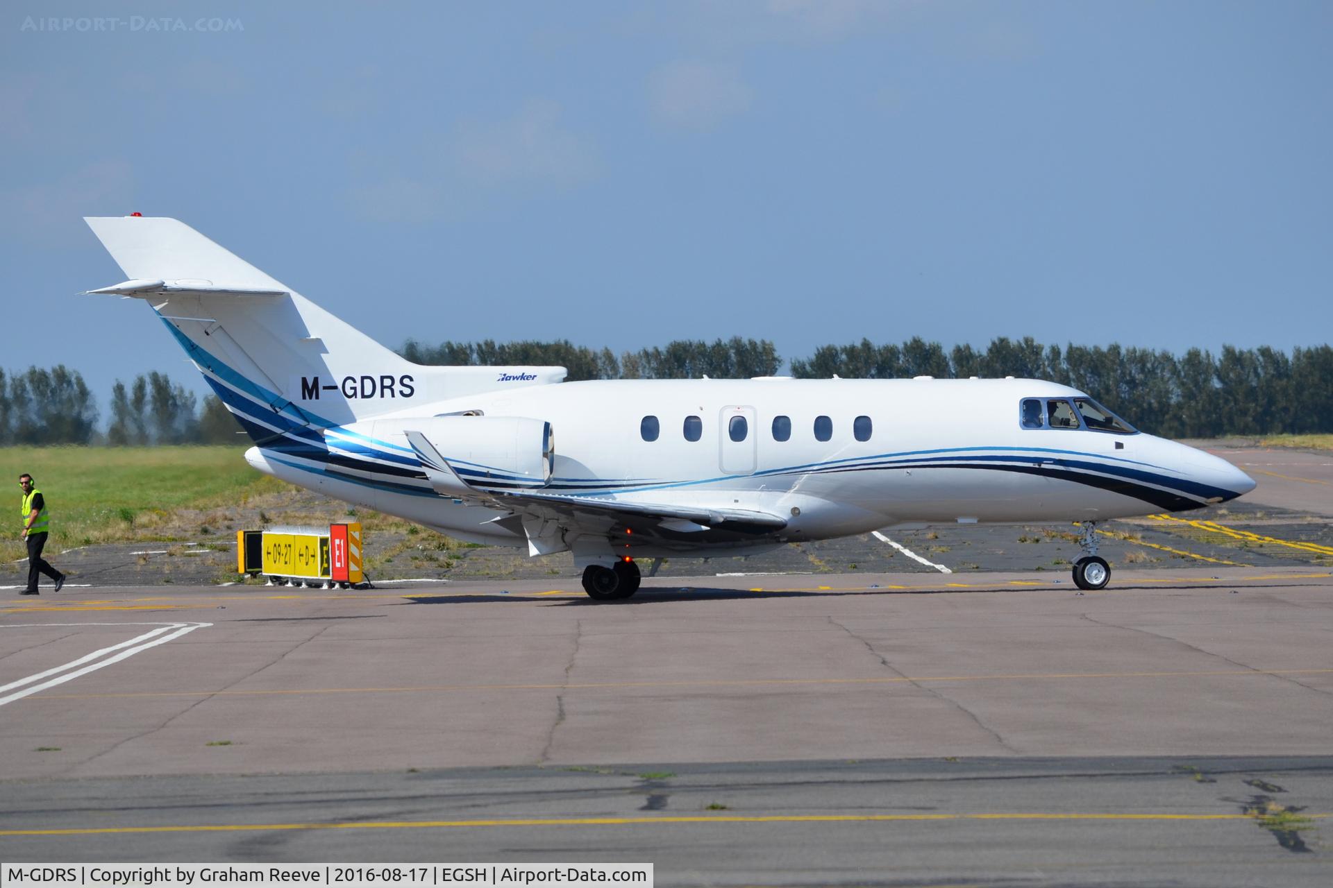 M-GDRS, 2002 Raytheon Hawker 800XP C/N 258600, Departing from Norwich.