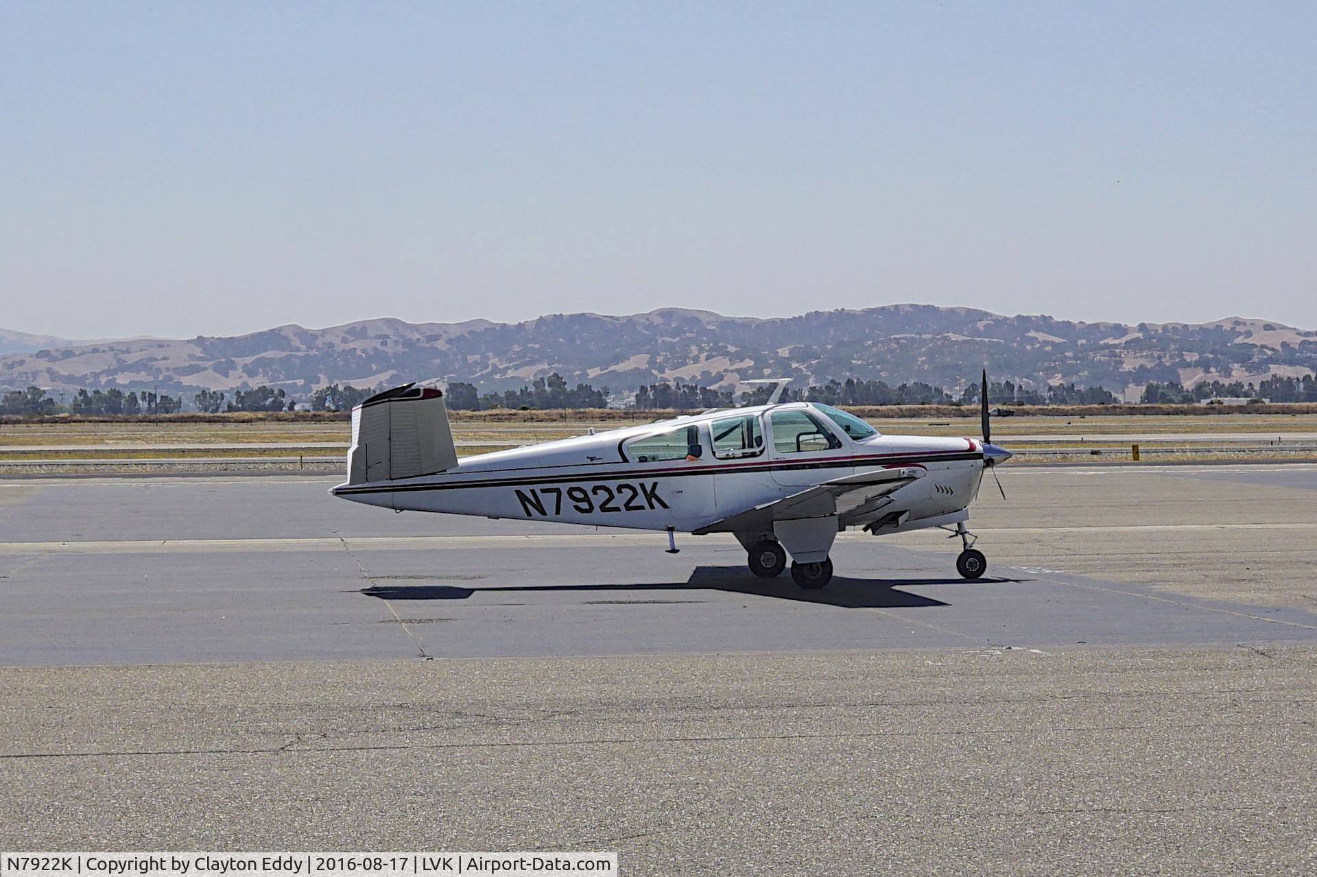N7922K, 1964 Beech S35 Bonanza C/N D-7456, N7922K parked at the Livermore Airport in California. 2016.