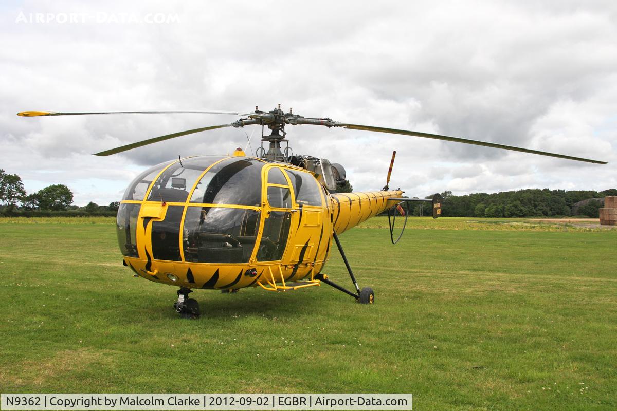 N9362, 1970 Aerospatiale SA-316B Alouette III C/N 1739, Aerospatiale SA316B Alouette III at The Real Aeroplane Club's Wings & Wheels weekend, Breighton Airfield, September 2nd 2012.