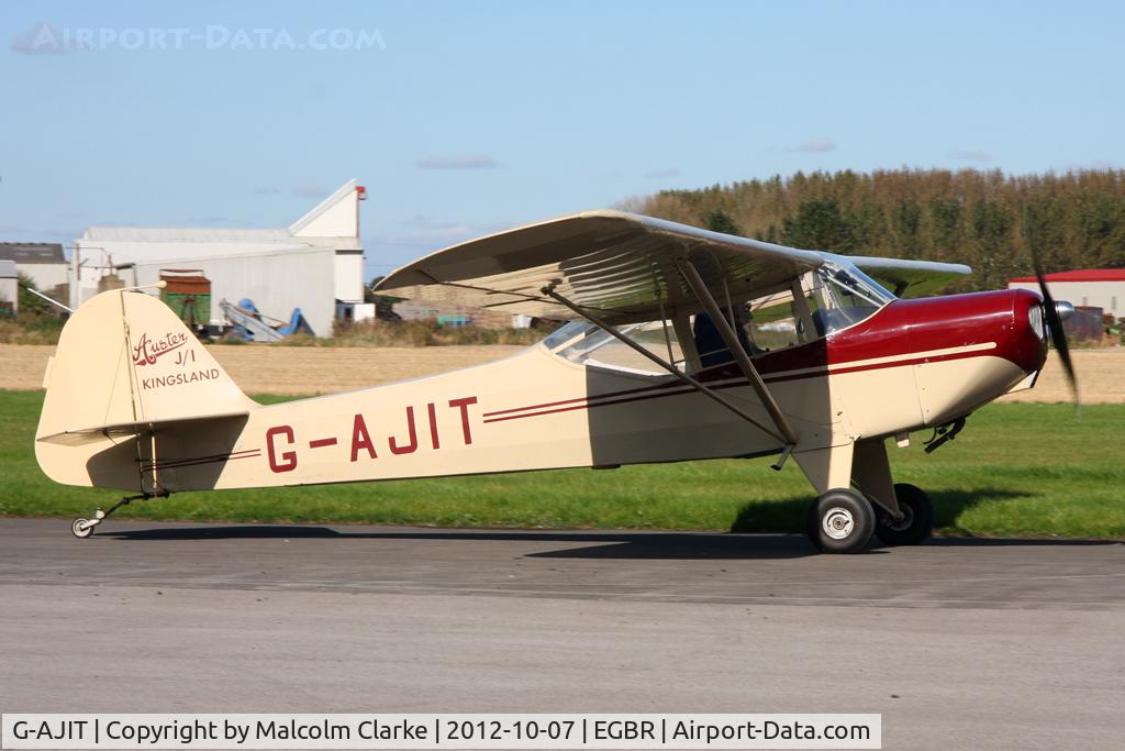 G-AJIT, 1946 Auster J-1 Kingsland C/N 2337, Auster J-1 Kingsland. Hibernation Fly-In, The Real Aeroplane Club, Breighton Airfield, October 2012.