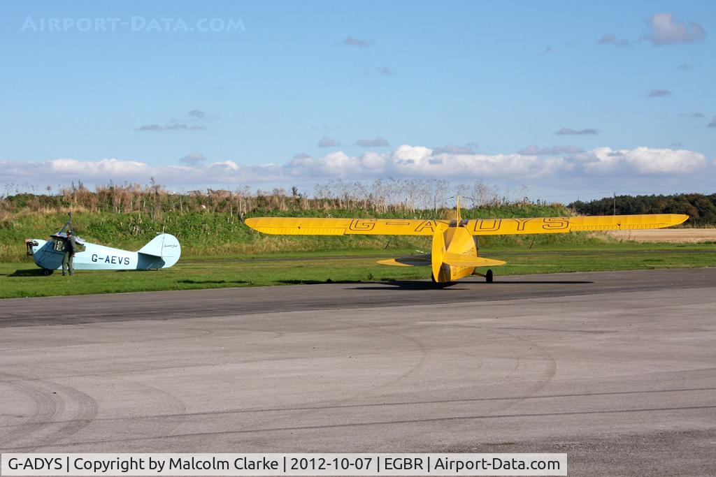 G-ADYS, 1935 Aeronca C-3 C/N A-600, Aeronca C3. Hibernation Fly-In, The Real Aeroplane Company, Breighton Airfield, October 2012.