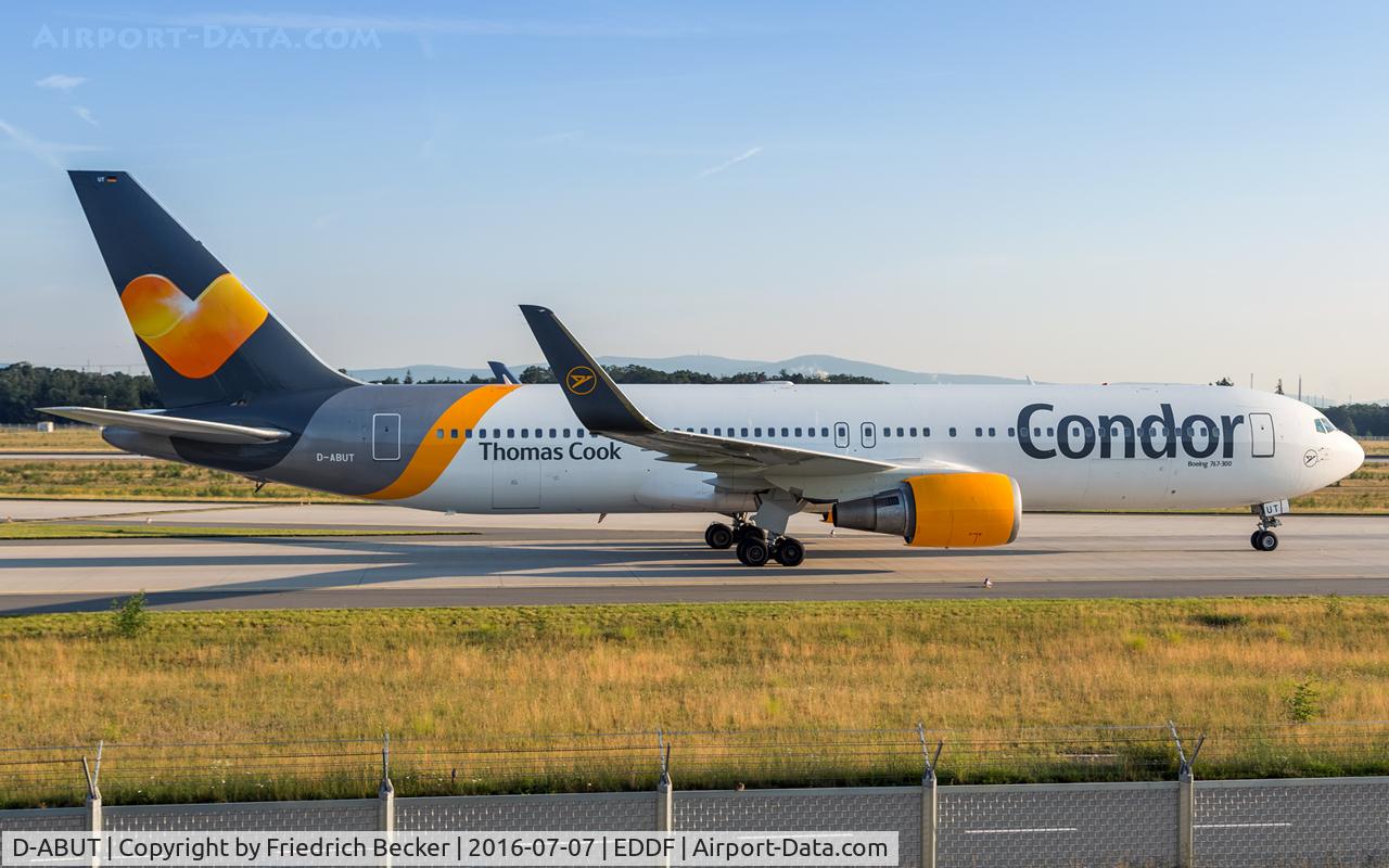 D-ABUT, 1999 Boeing 767-3Q8 C/N 29383, taxying to the gate
