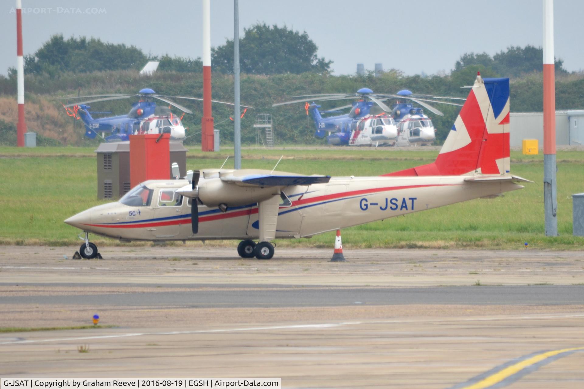 G-JSAT, 1995 Britten-Norman BN-2T Islander C/N 2277, Parked at Norwich.