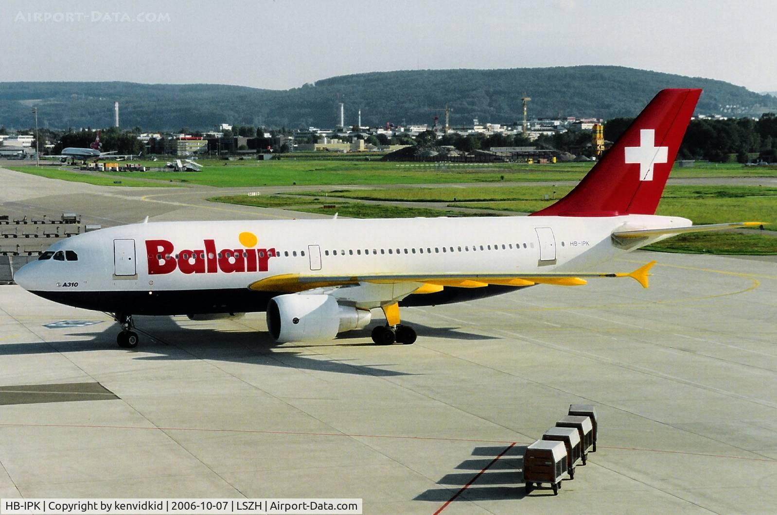 HB-IPK, 1986 Airbus A310-322 C/N 412, Balair with Yellow wings