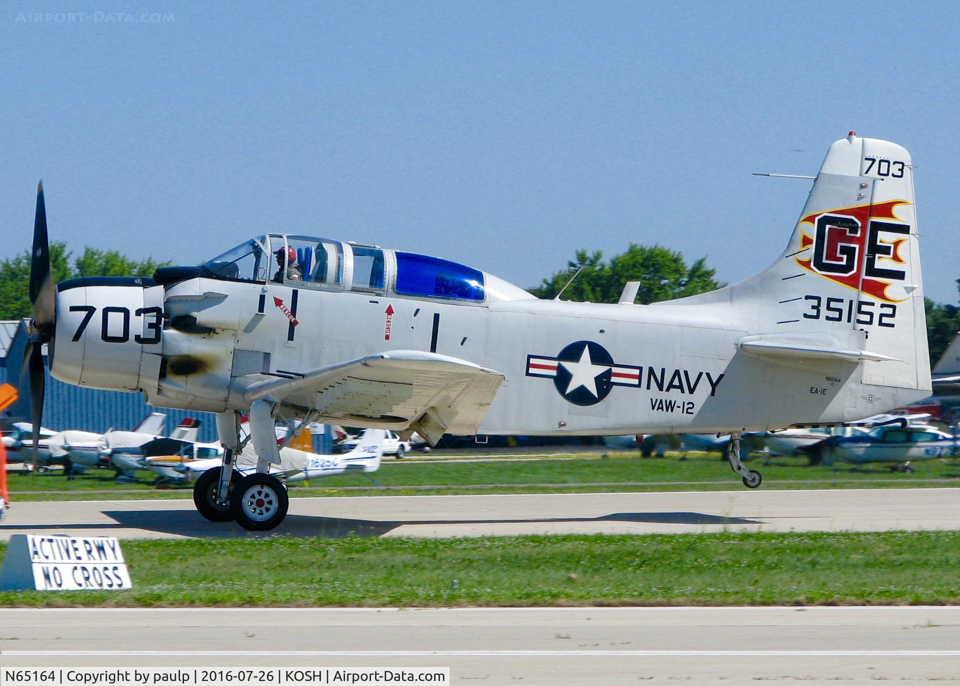 N65164, 1955 Douglas EA-1E Skyraider AD-5W C/N 55-471DH, AirVenture 2016.