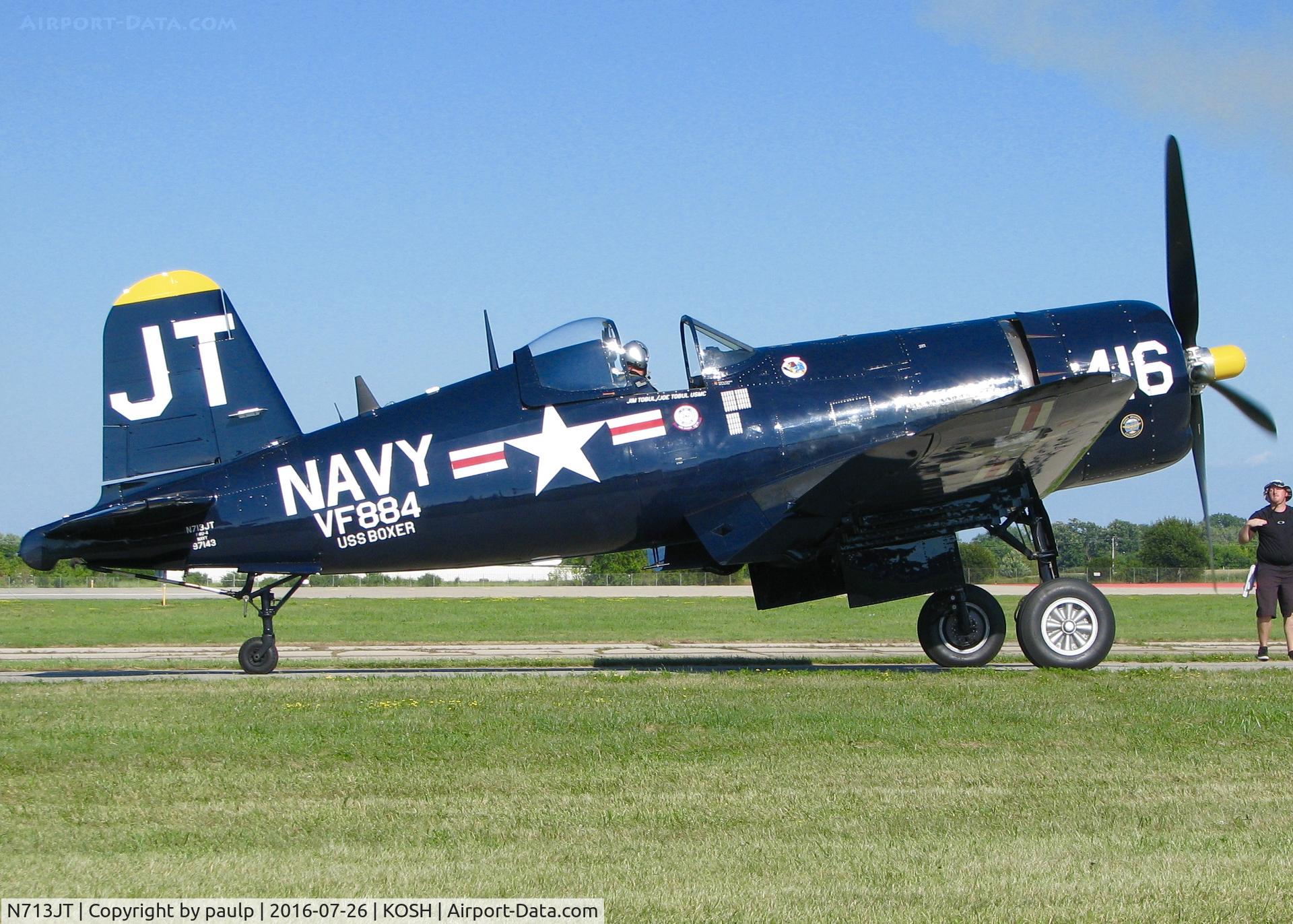 N713JT, 1945 Vought F4U-4B Corsair C/N 97143, AirVenture 2016.