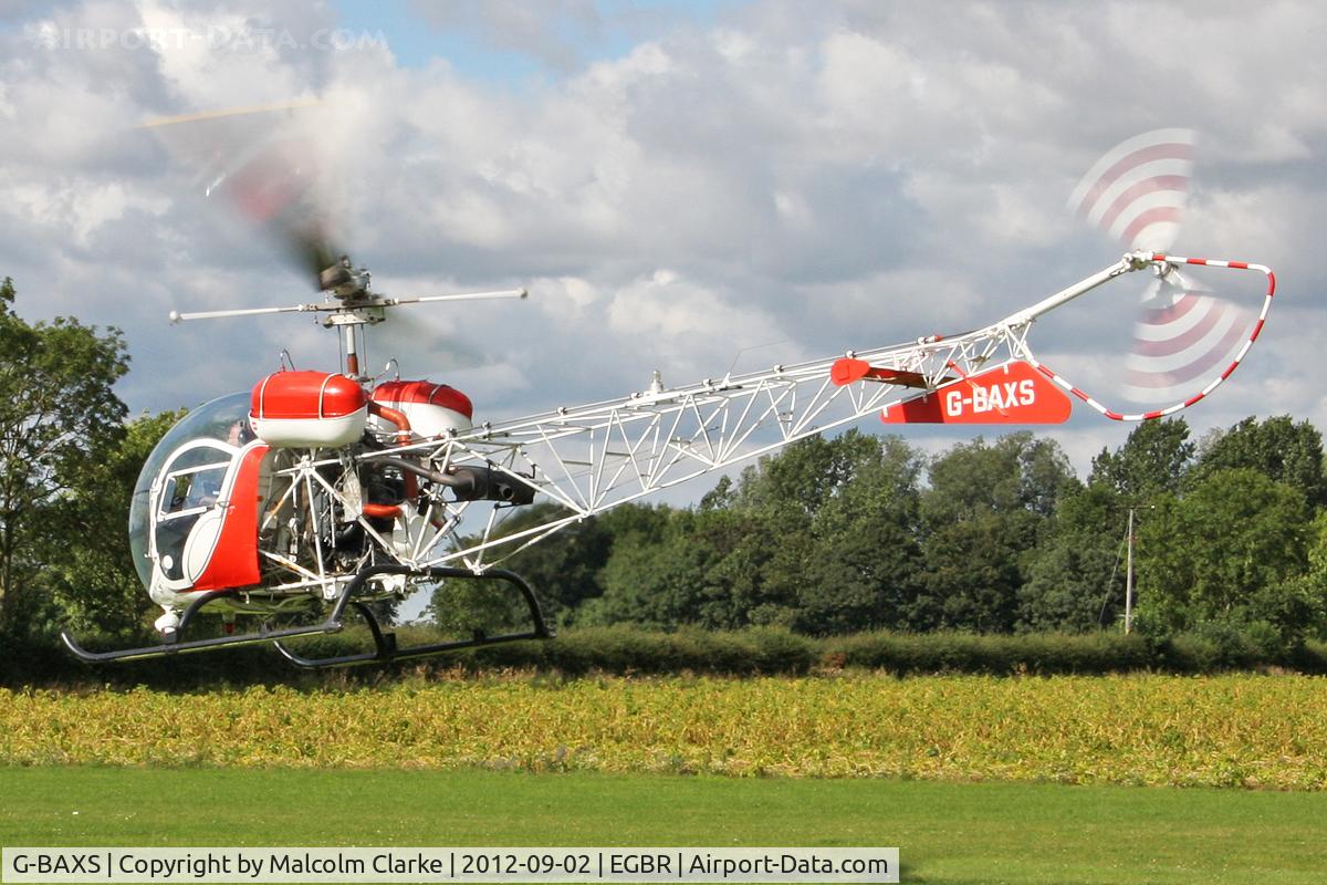 G-BAXS, 1969 Bell 47G-5 C/N 7908, Bell 47G-5 at The Real Aeroplane Club's Wings & Wheels weekend, Breighton Airfield, September 2012.