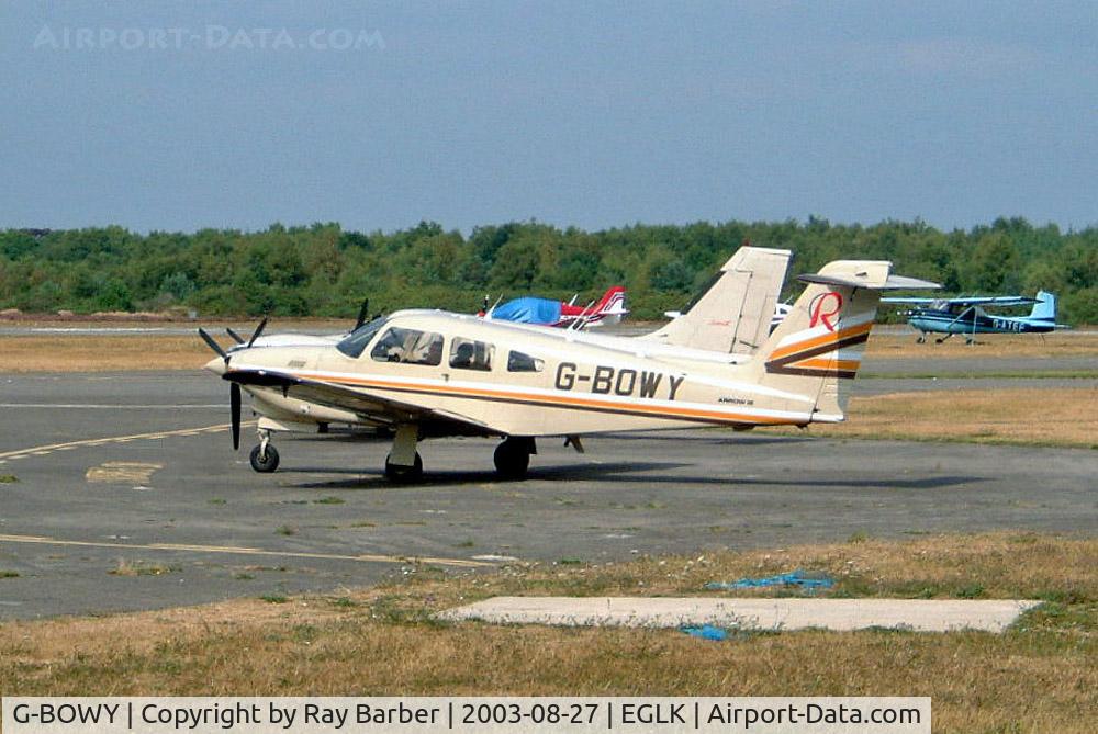 G-BOWY, 1981 Piper PA-28RT-201T Turbo Arrow IV Arrow IV C/N 28R-8131114, Piper PA-28RT-201T Turbo Arrow IV [28R-8131114] Blackbushe~G 27/08/2003