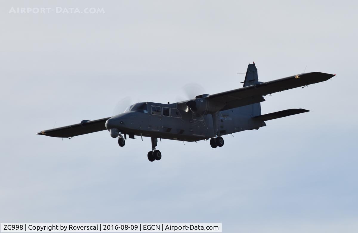 ZG998, 2002 Pilatus Britten-Norman BN-2T-4S Defender 4000 C/N 4014, ZG998 arriving at DSA.
