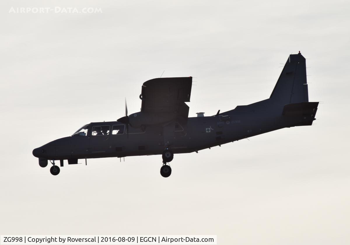 ZG998, 2002 Pilatus Britten-Norman BN-2T-4S Defender 4000 C/N 4014, ZG998 arriving at DSA.