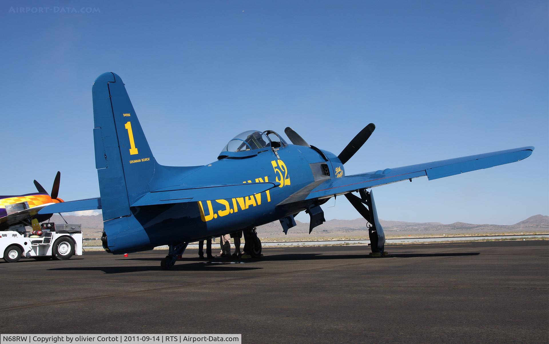 N68RW, 1947 Grumman F8F-2 (G58) Bearcat C/N D.1162, on the ramp, Reno 2011