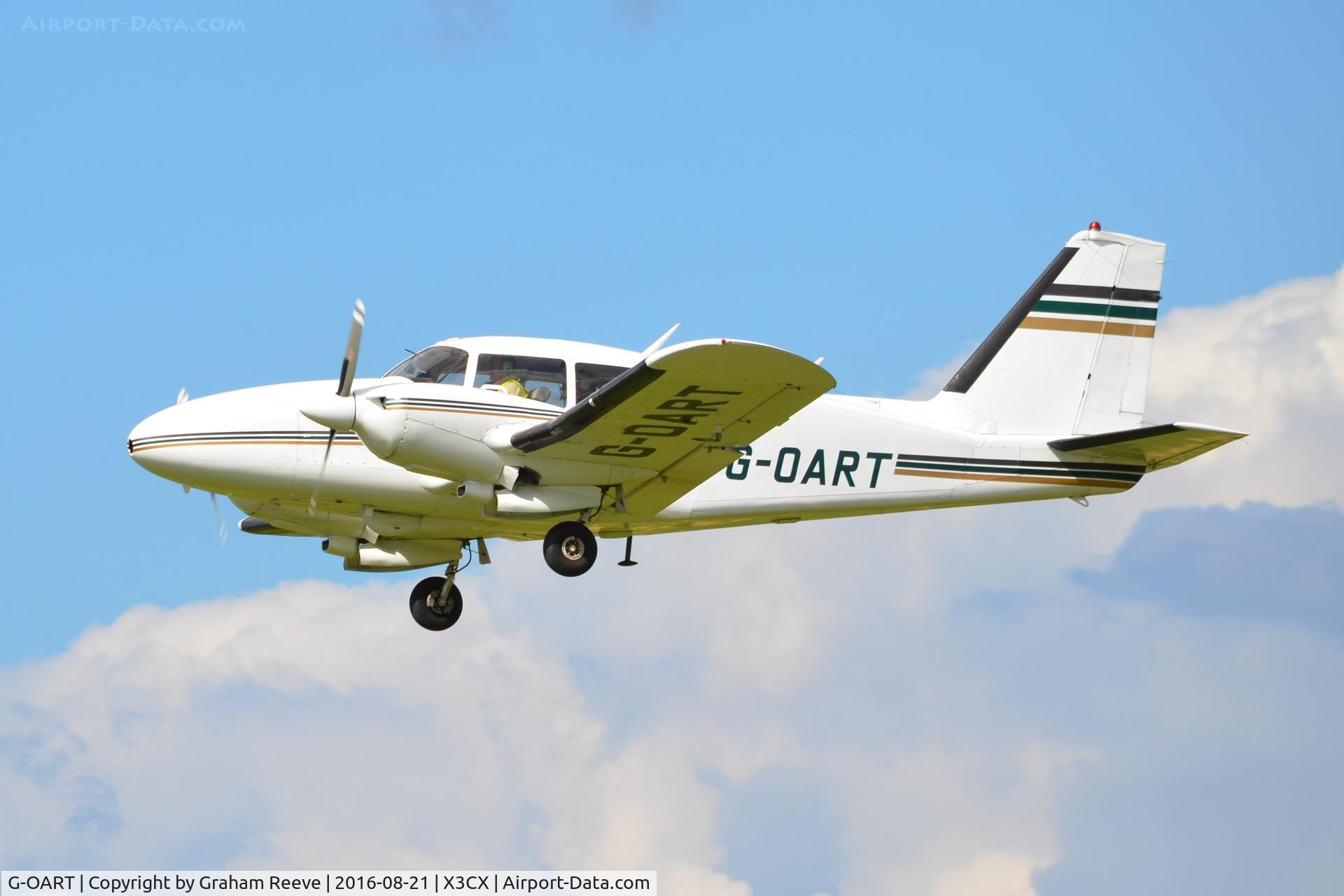 G-OART, 1969 Piper PA-23-250 Aztec D C/N 27-4293, Departing from Northrepps.