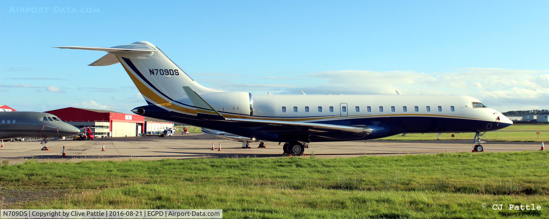 N709DS, 2008 Bombardier BD-700-1A10 Global Express XRS C/N 9278, Parked at Aberdeen EGPD