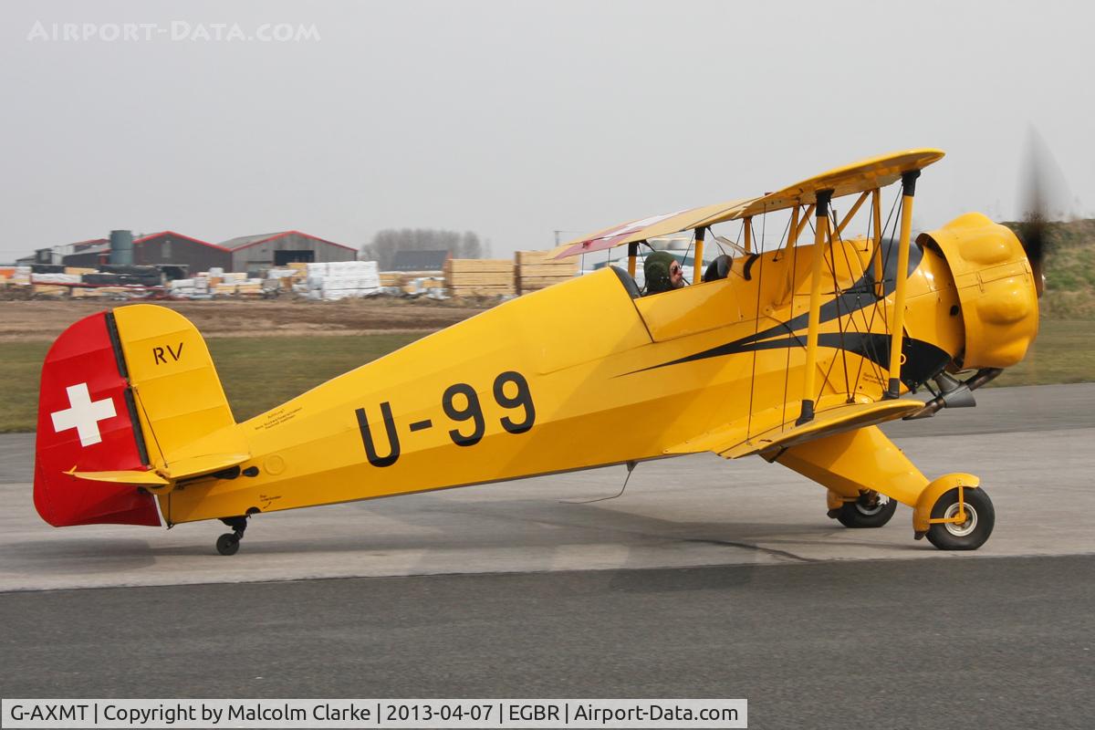 G-AXMT, 1938 Bucker Bu-133C Jungmeister C/N 46, Doflug Bu-133C Jungmeister at The Real Aeroplane Company's Spring Fly-In, Breighton Airfield, April 2013.