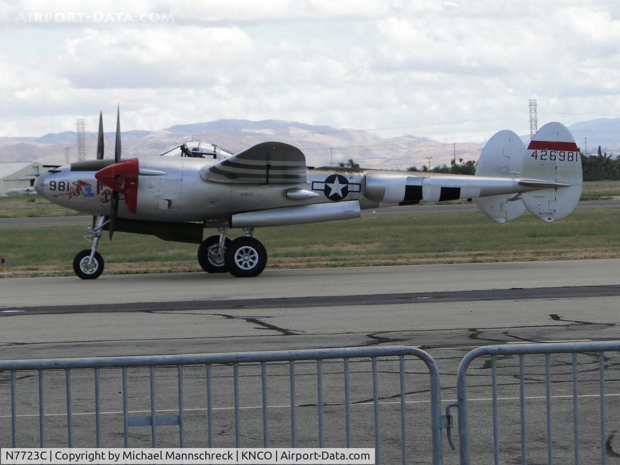 N7723C, 1944 Lockheed P-38L-5 Lightning C/N 7985, Chino