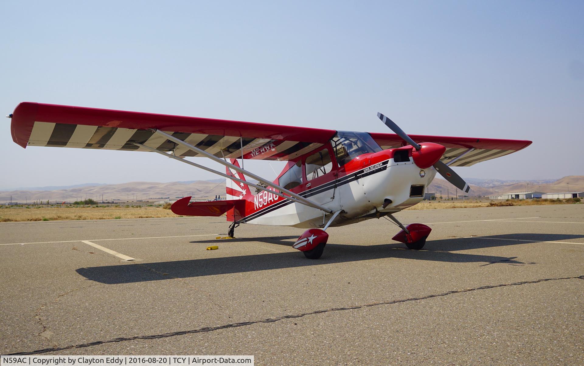 N59AC, 1995 American Champion 8KCAB Super Decathlon C/N 747-95, N59AC at Tracy airport in California. 2016.