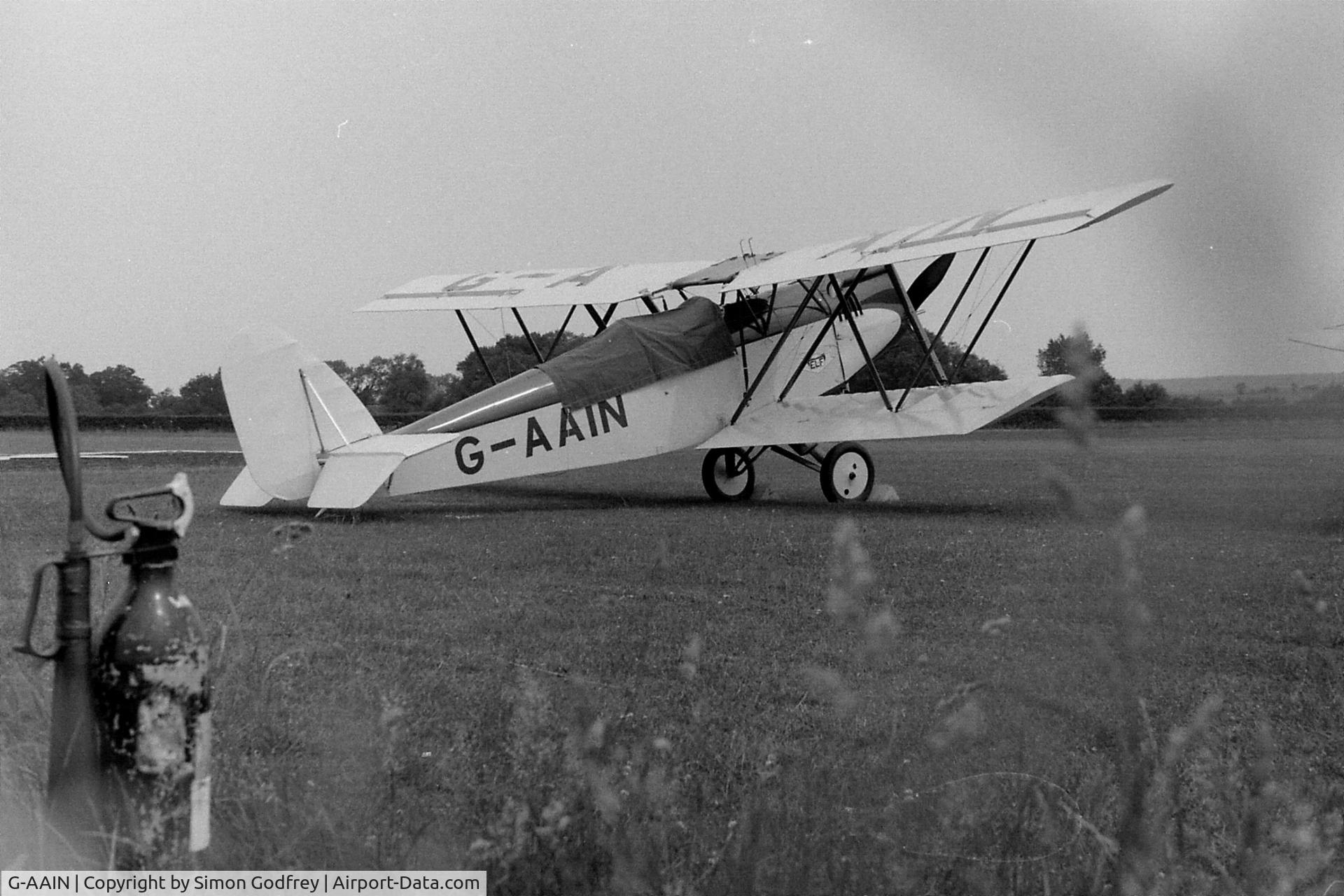 G-AAIN, 1934 Parnall Elf II C/N J.6, Parnall Elf II at Old Warden (date unknown, but around 1983)