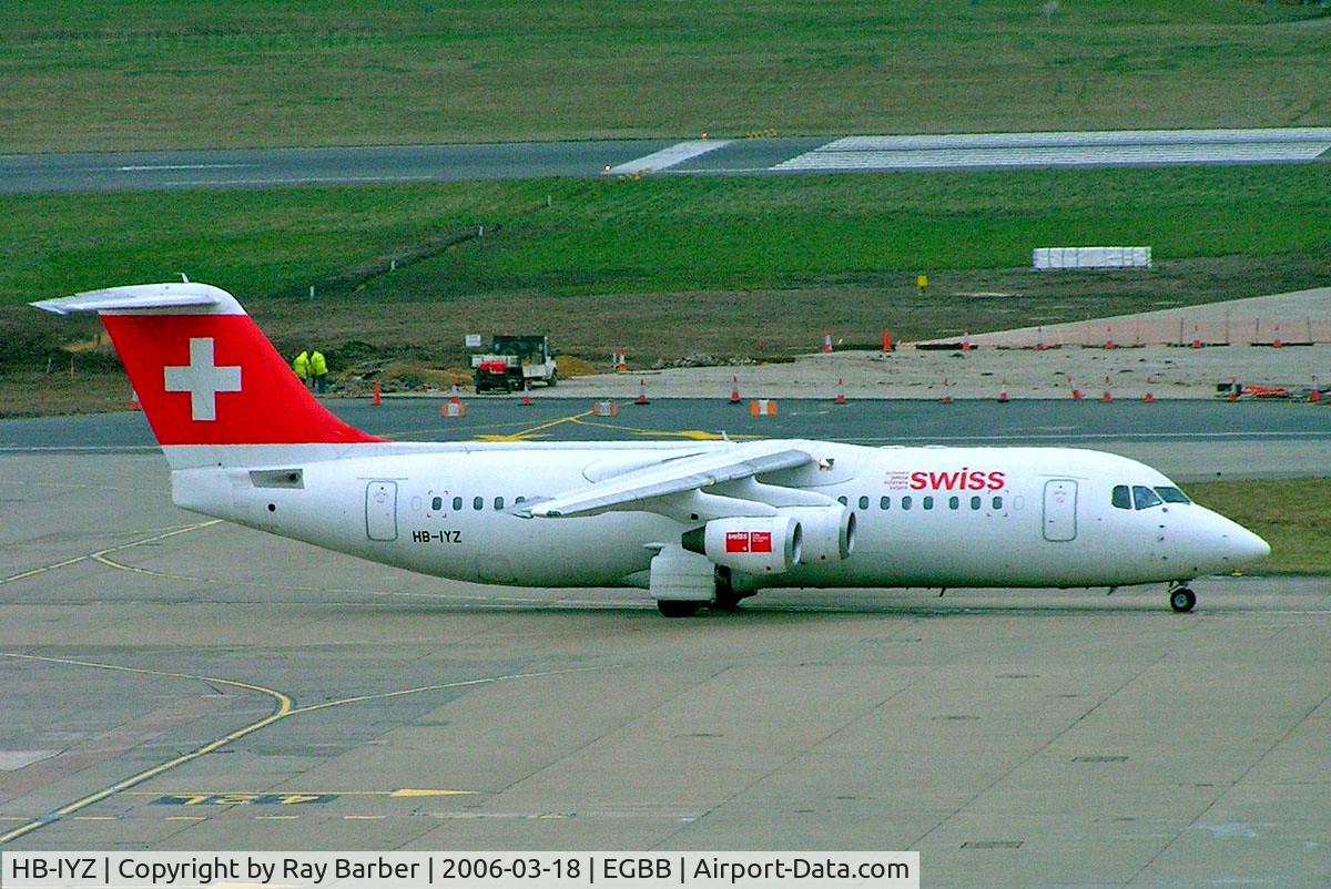 HB-IYZ, 1998 British Aerospace Avro 146-RJ100 C/N 0338, BAe 146-RJ100 [E3338] (Swiss European Air Lines) Birmingham Int'l~G 18/03/2006