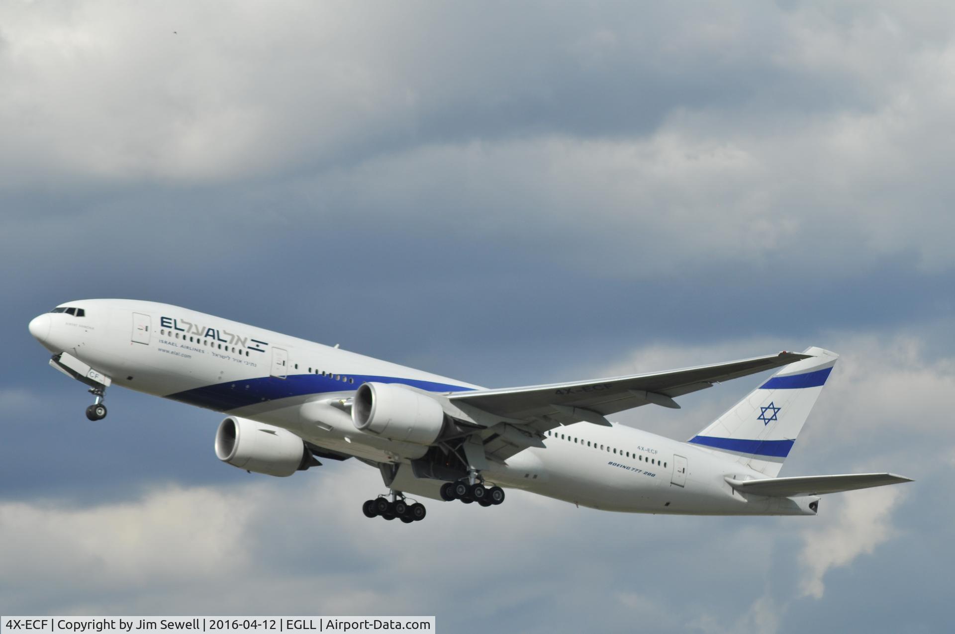 4X-ECF, 2007 Boeing 777-258/ER C/N 36084, Departing London Heathrow
