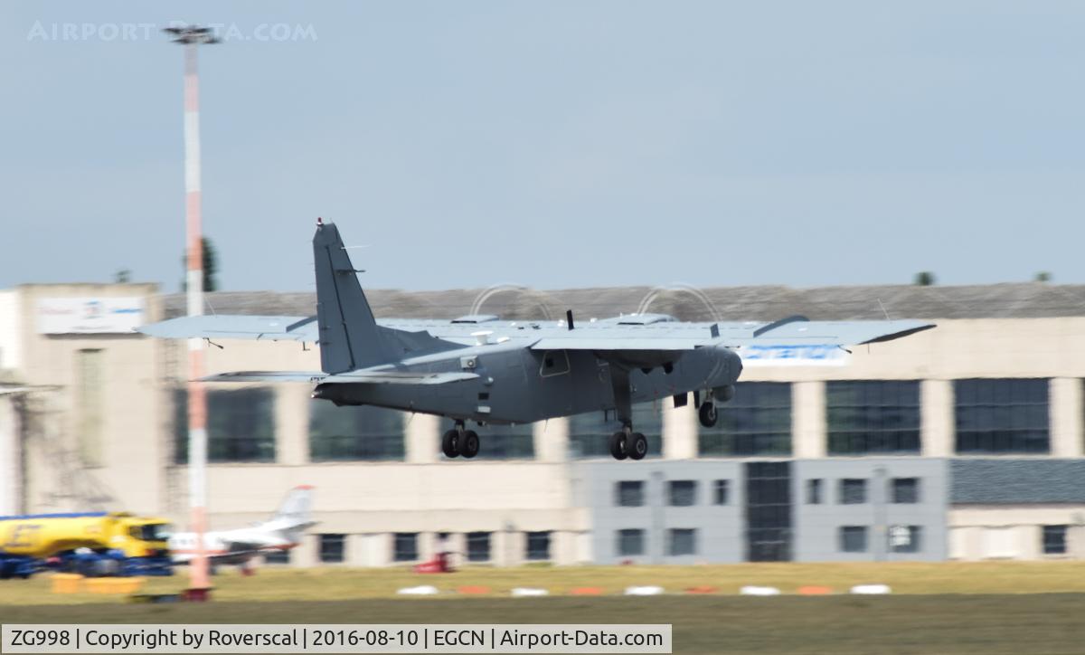 ZG998, 2002 Pilatus Britten-Norman BN-2T-4S Defender 4000 C/N 4014, ZG998 departing DSA.