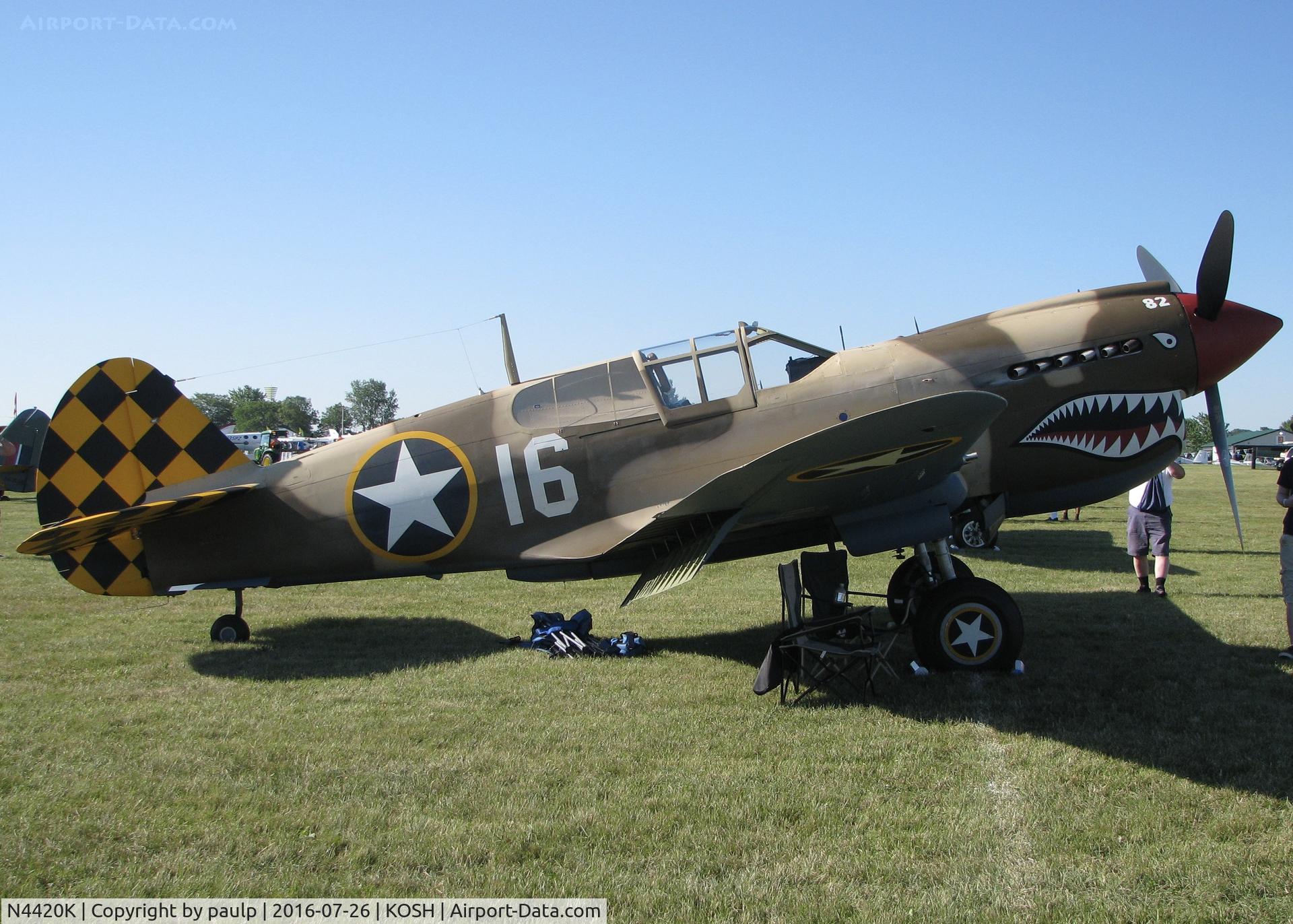 N4420K, Curtiss P-40E Warhawk C/N AK75315134, At AirVenture 2016.