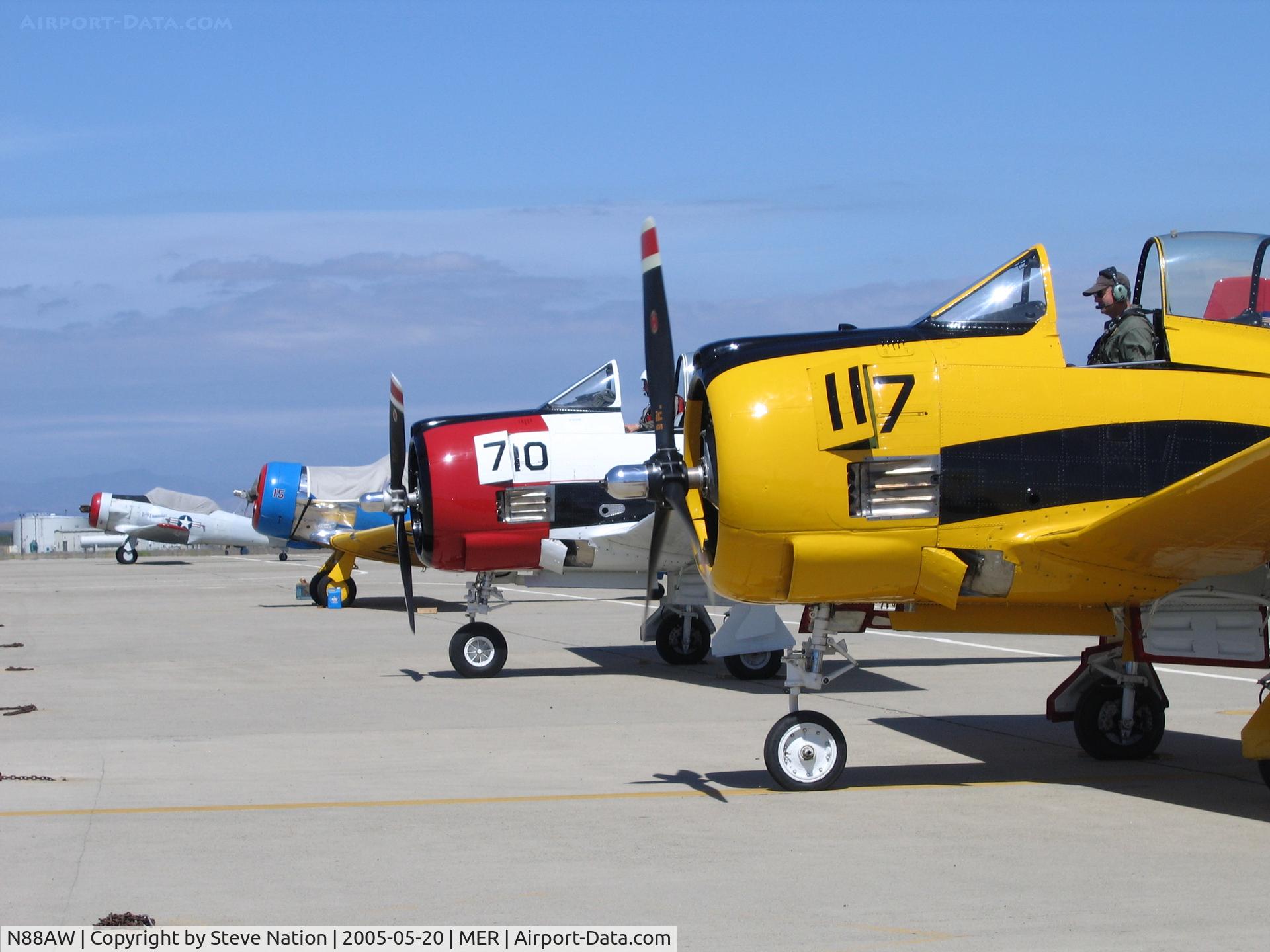 N88AW, 1954 North American T-28B Trojan C/N 200-188 (138117), Radial Noise 1954 T-28B VT-27 PA/117 BuAer 138117 with T-28D N8539A D-710 in background @ West Coast Formation Clinic