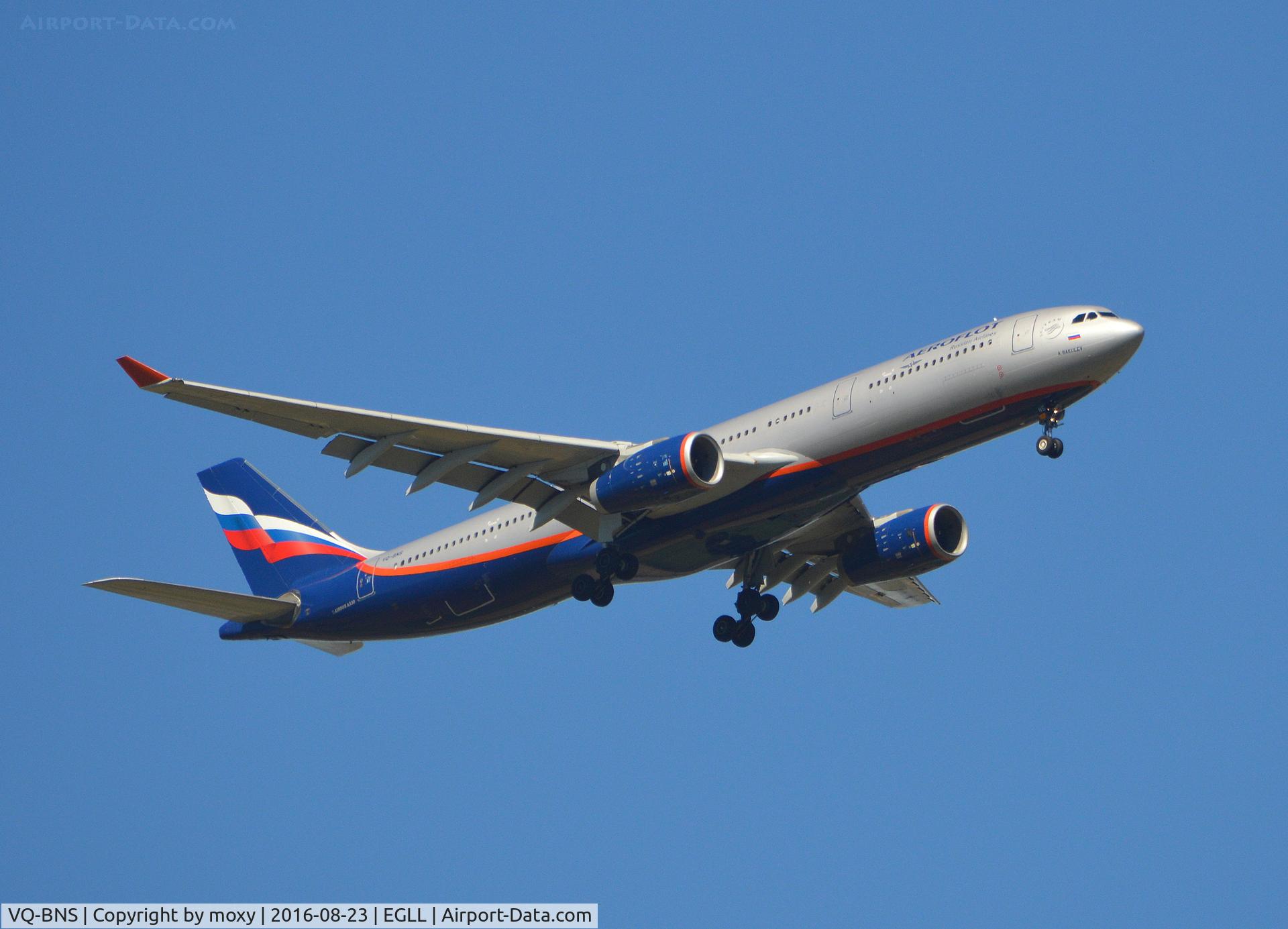 VQ-BNS, 2011 Airbus A330-343X C/N 1264, Aeroflot Airbus A330-343X on approach to London Heathrow.