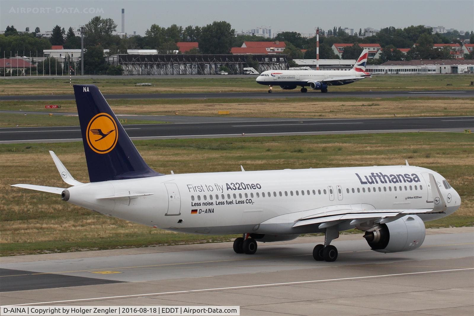 D-AINA, 2015 Airbus A320-271N C/N 6801, Todays wind direction is east...
