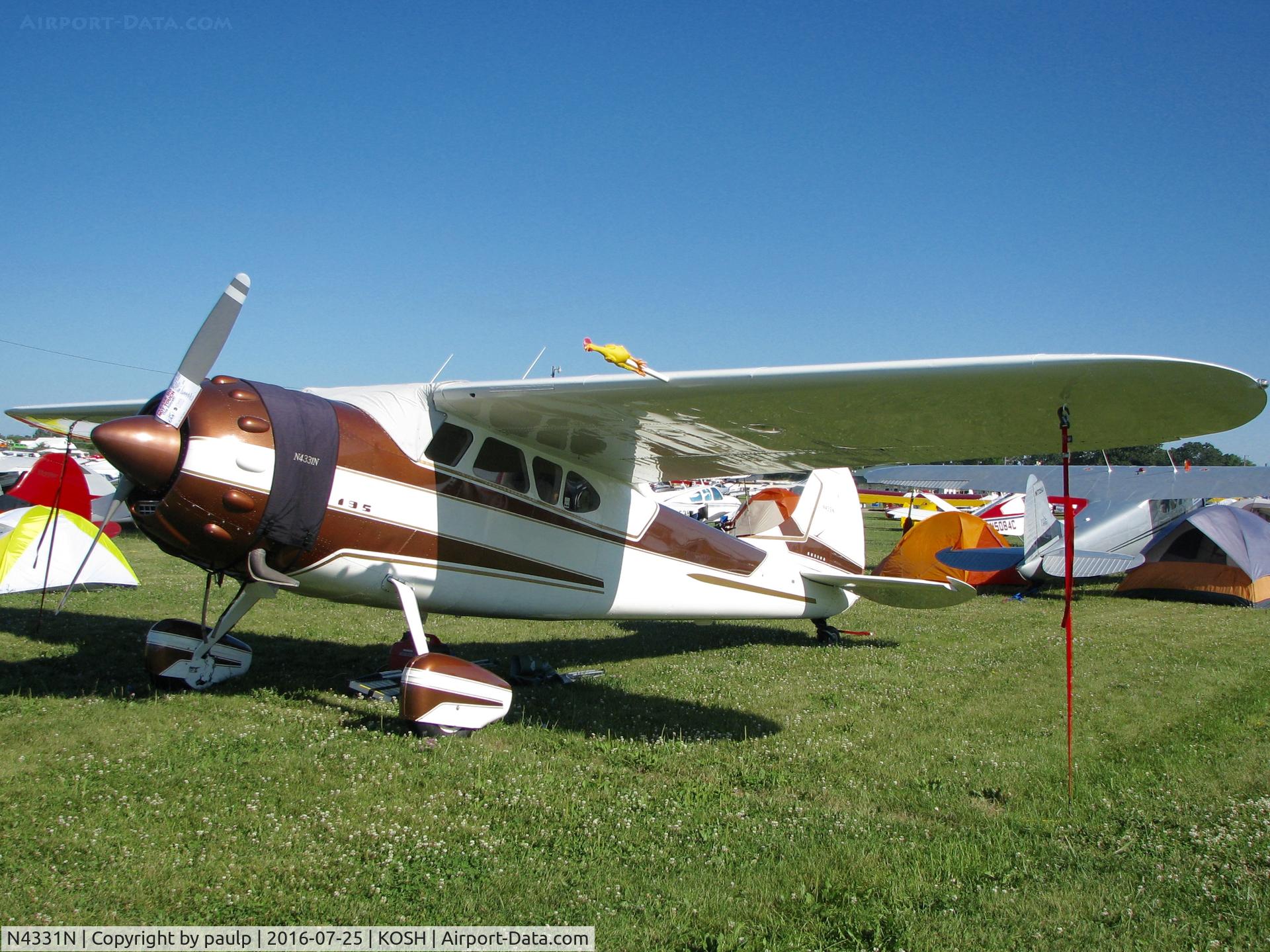 N4331N, 1947 Cessna 195 C/N 7078, At AirVenture 2016.