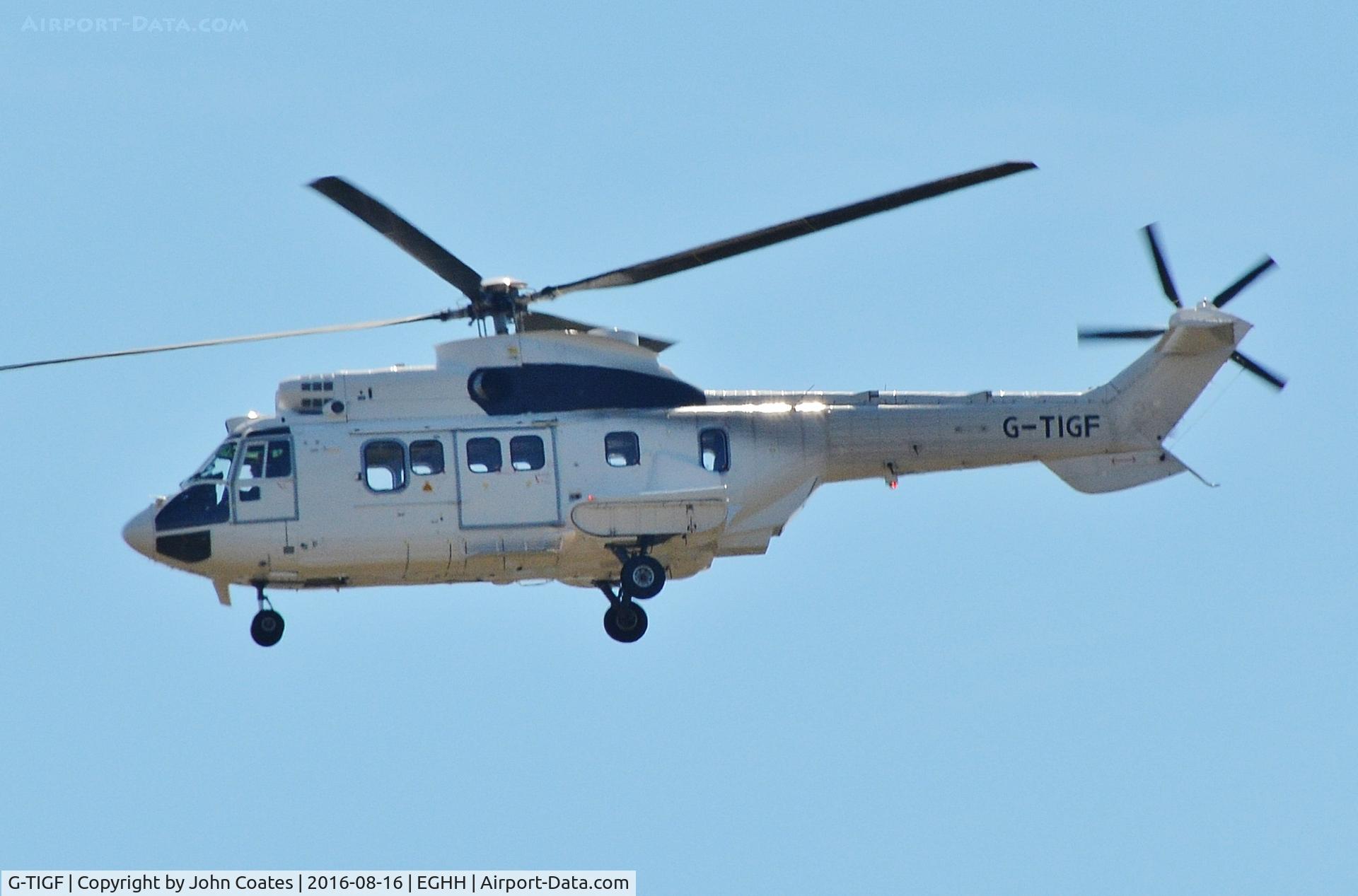 G-TIGF, 1982 Aerospatiale AS-332L Super Puma C/N 2030, Distant shot off airport
