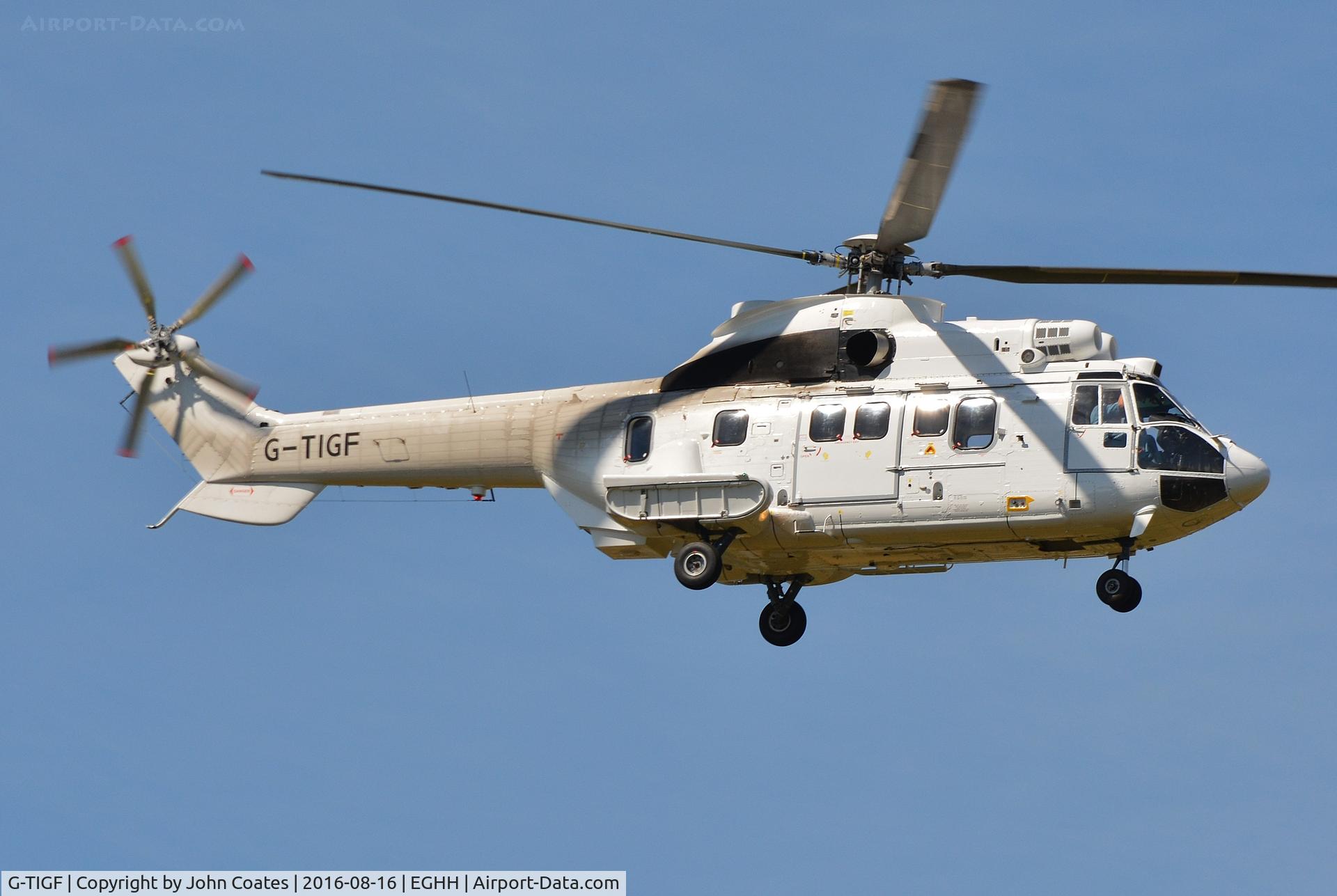 G-TIGF, 1982 Aerospatiale AS-332L Super Puma C/N 2030, One of several low approaches during training