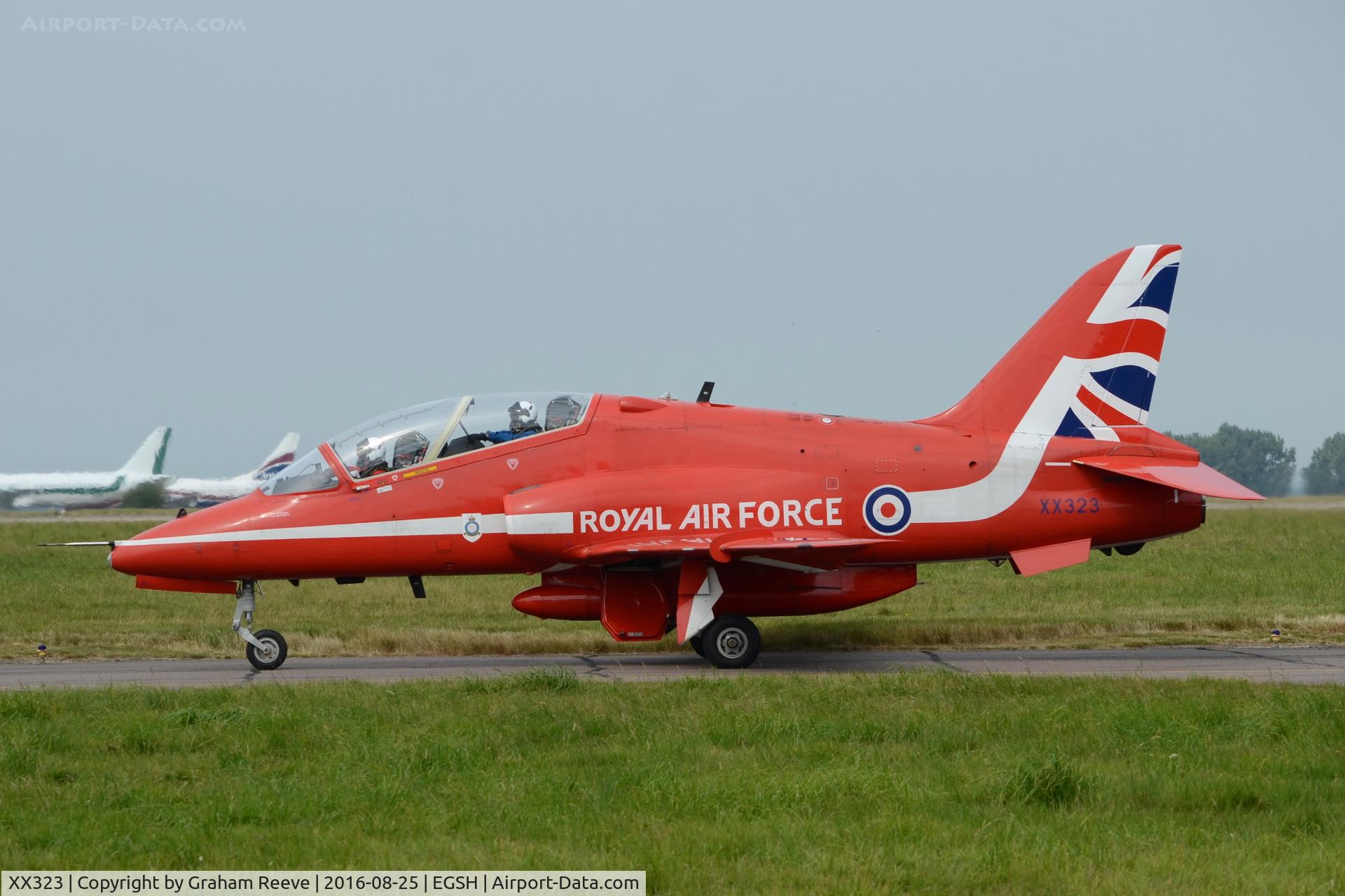 XX323, 1980 Hawker Siddeley Hawk T.1 C/N 167/312148, Just landed at Norwich.