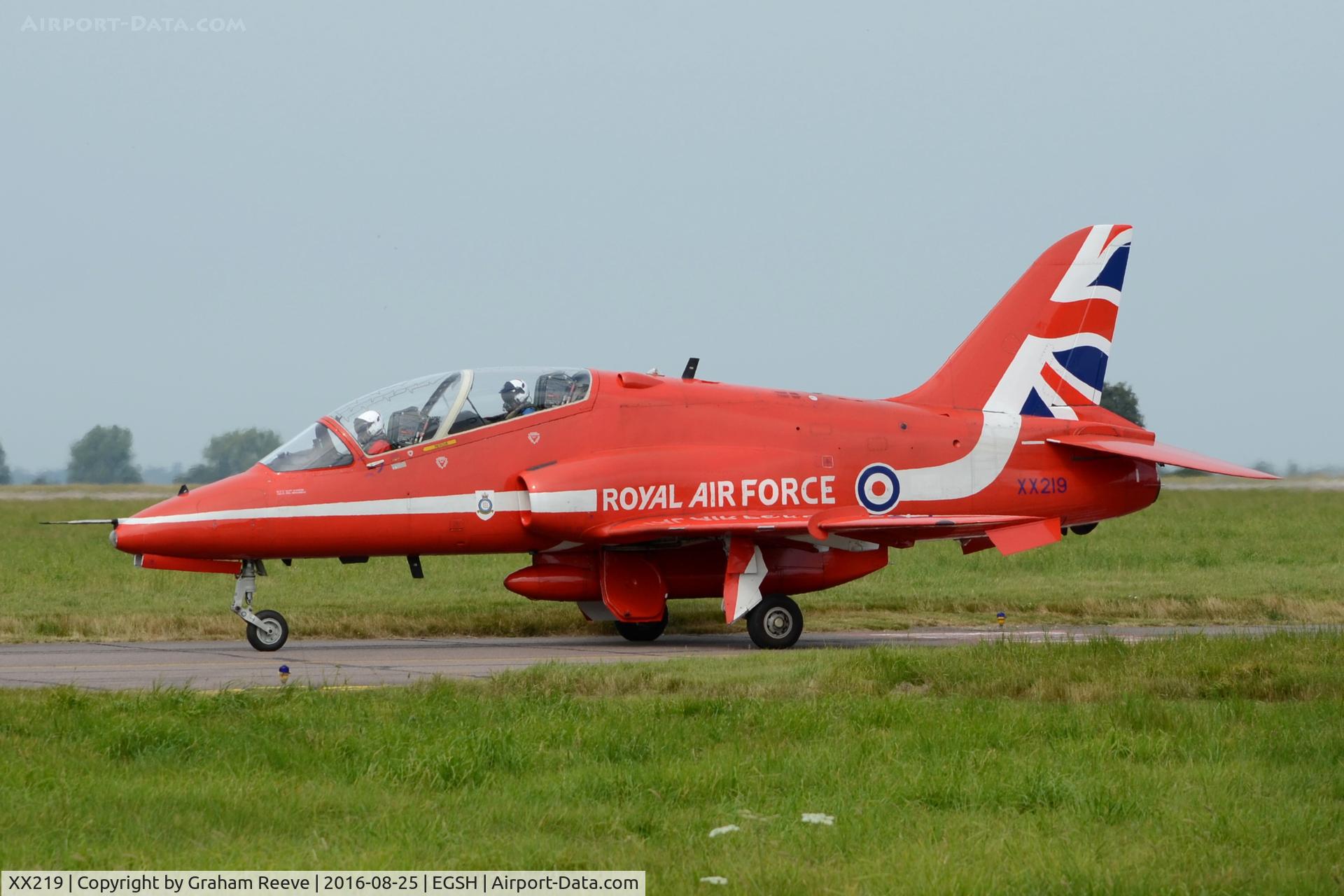 XX219, 1978 Hawker Siddeley Hawk T.1A C/N 055/312055, Just landed at Norwich.