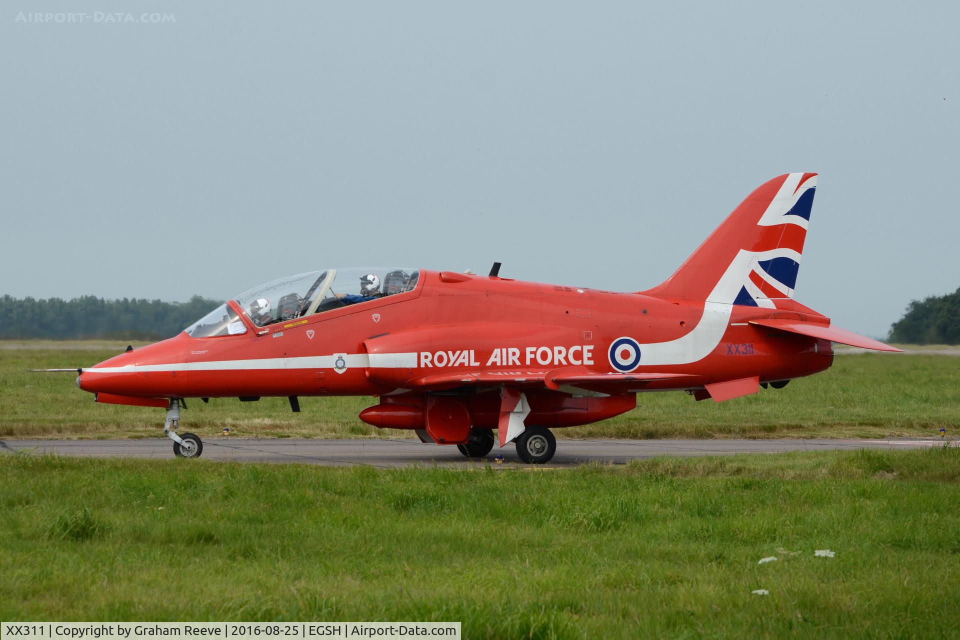XX311, 1980 Hawker Siddeley Hawk T.1 C/N 147/312136, Just landed at Norwich.